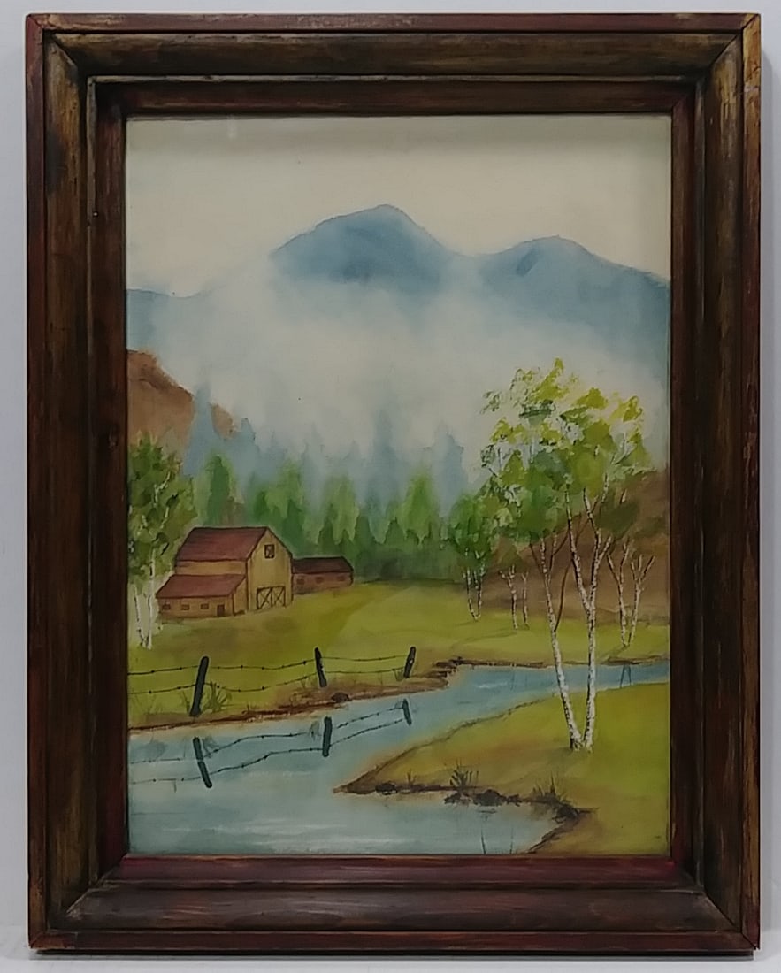 Vintage Original Landscape Watercolor Painting. Signed (1 of 2)