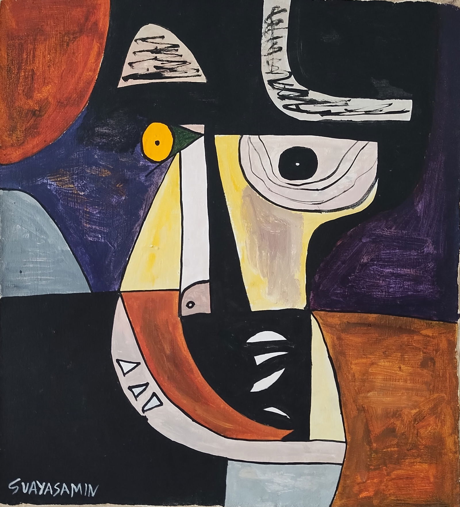 Abstract Painting Signed Guayasamin, Modern Old 20th Century Art (1 of 5)