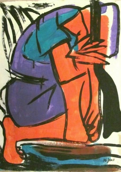 Signed M Janco 20th Century Modern Painting on Can (1 of 3)
