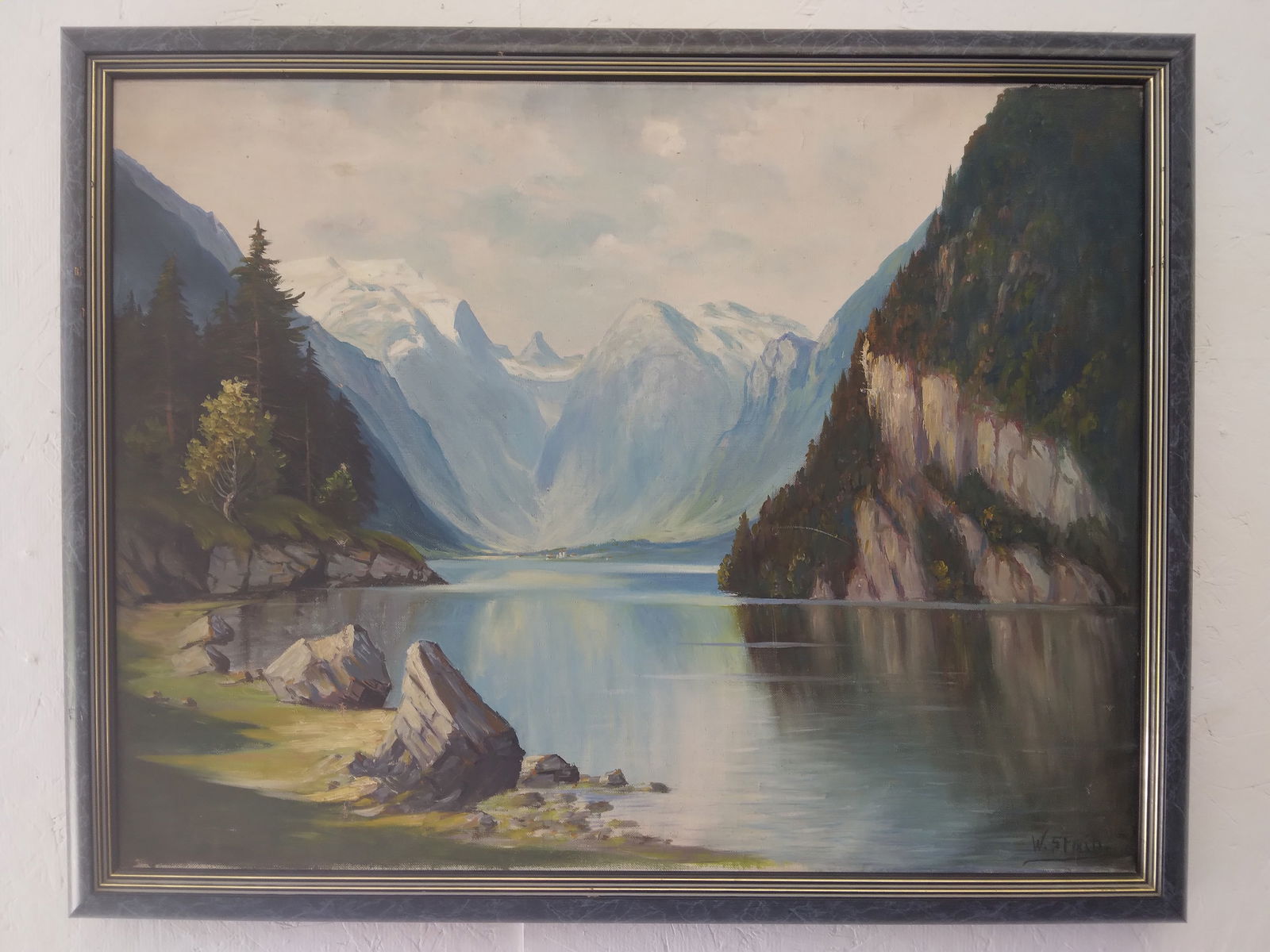 Vintage Signed Oil Painting On Canvas Canadian Rockies Plain Air. (1 of 8)