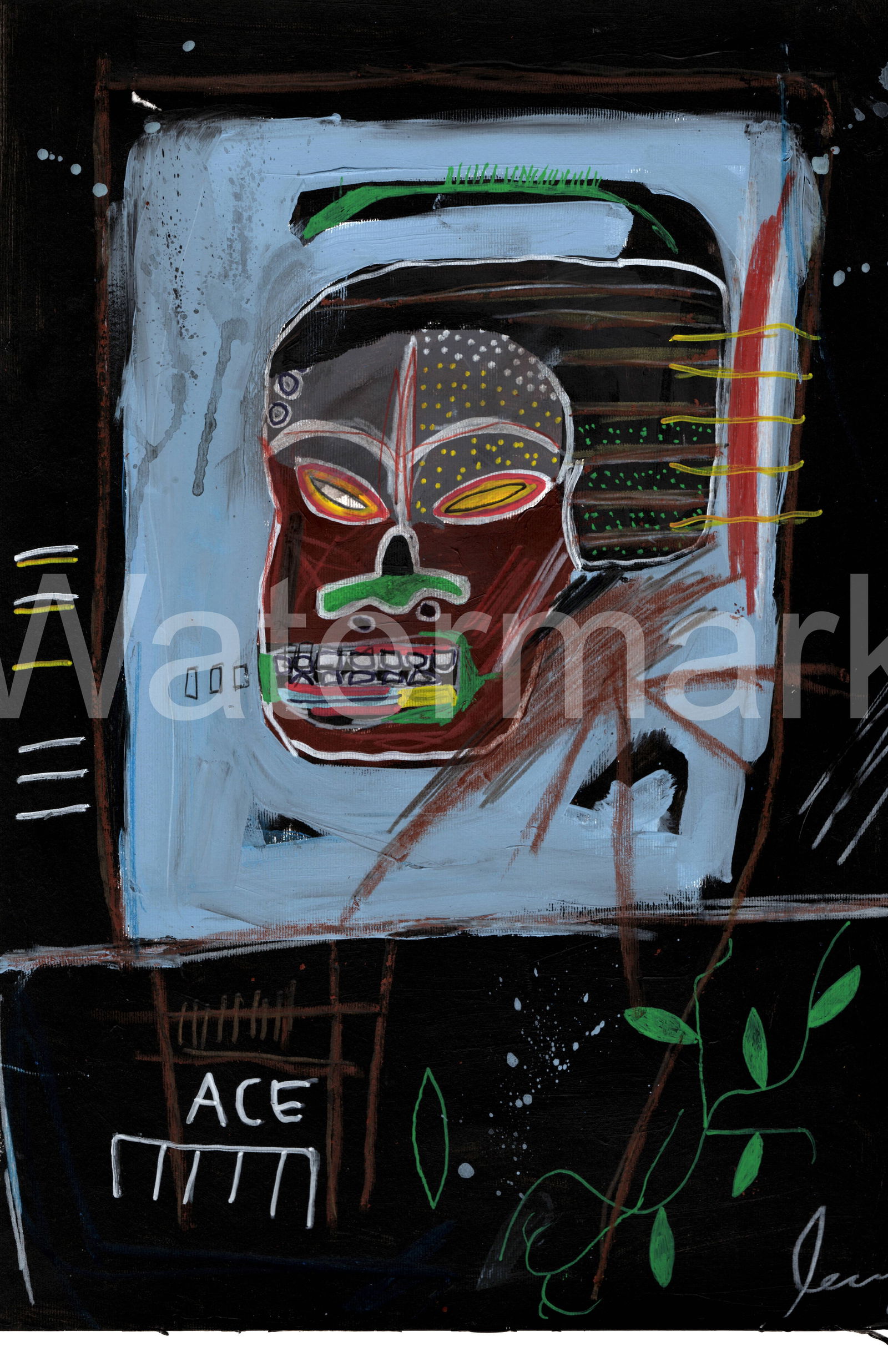 Jean-Michel Basquiat - ACE COMB - Fine Art Print on Paper: Jean-Michel Basquiat – Fine Art Print on Paper Print Large Size: 11 x 17 inches Paper Type: Heavy Cardstock with embossed stamp Condition: Good Shipping: We pack and ship in-house for your convenien
