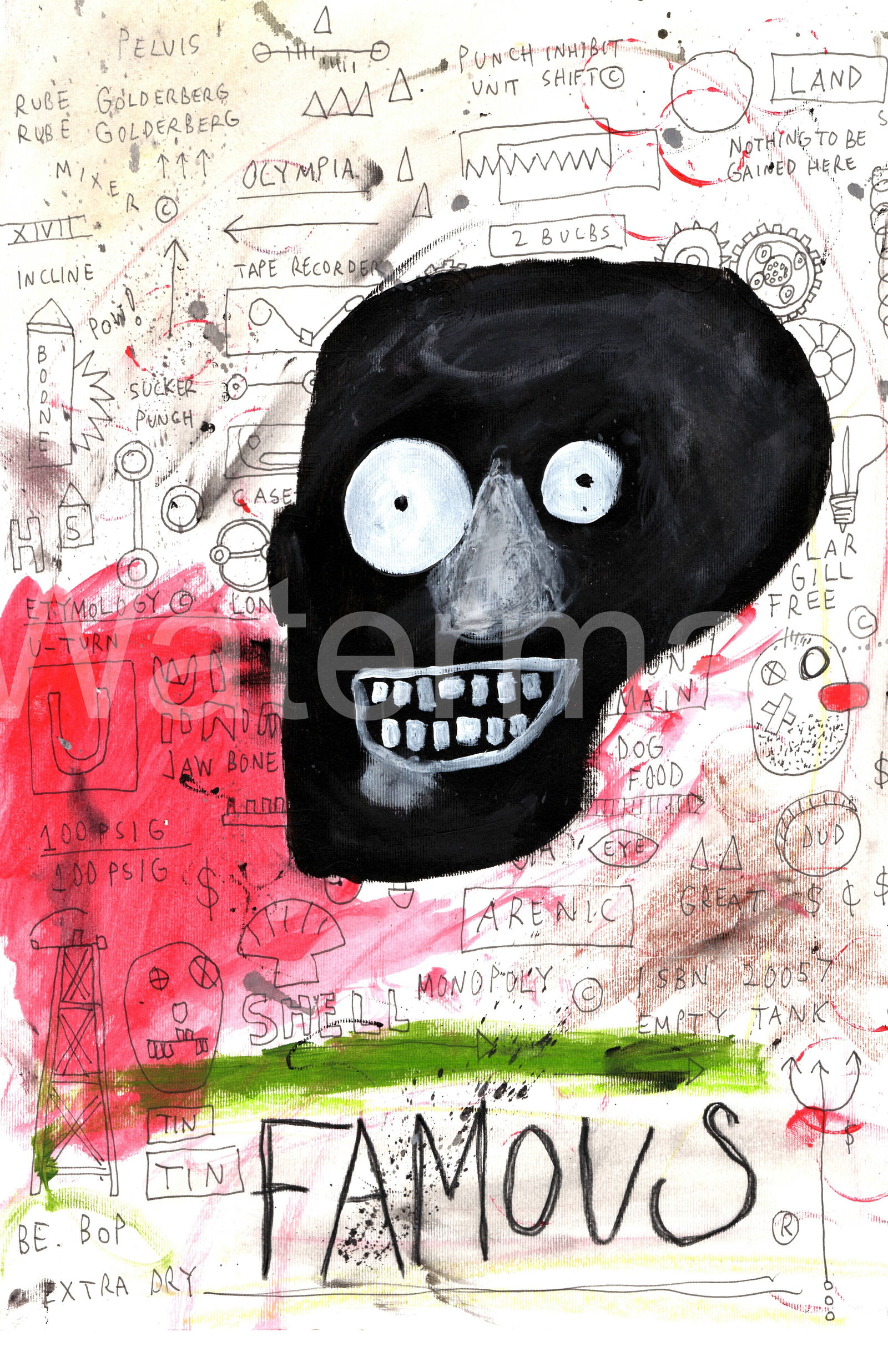 Jean-Michel Basquiat - FAMOUS - Fine Art Print on Paper: Jean-Michel Basquiat – Fine Art Print on Paper Print Large Size: 11 x 17 inches Paper Type: Heavy Cardstock with embossed stamp Condition: Good Shipping: We pack and ship in-house for your convenien
