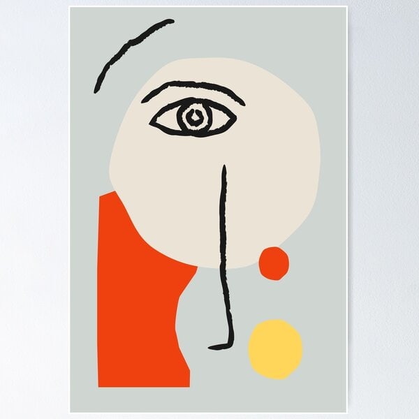 Henri Matisse, 1869-1954, France, Abstract Face Modernism Print.: Henri Matisse, 1869-1954, France, Abstract Face Modernism Print.Matisse Style: The artwork utilizes a minimalist, abstract style characterized by simple black lines and flat, bold blocks of color (ora