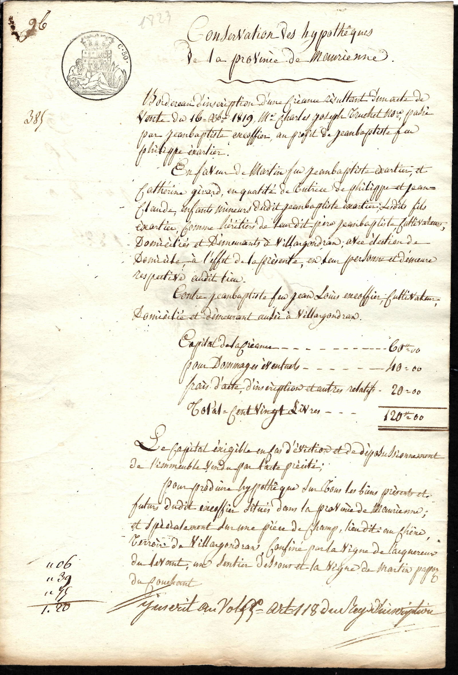 1800s Antique French Hypothèques Watermarked Document Antique document conservation des (1 of 2)