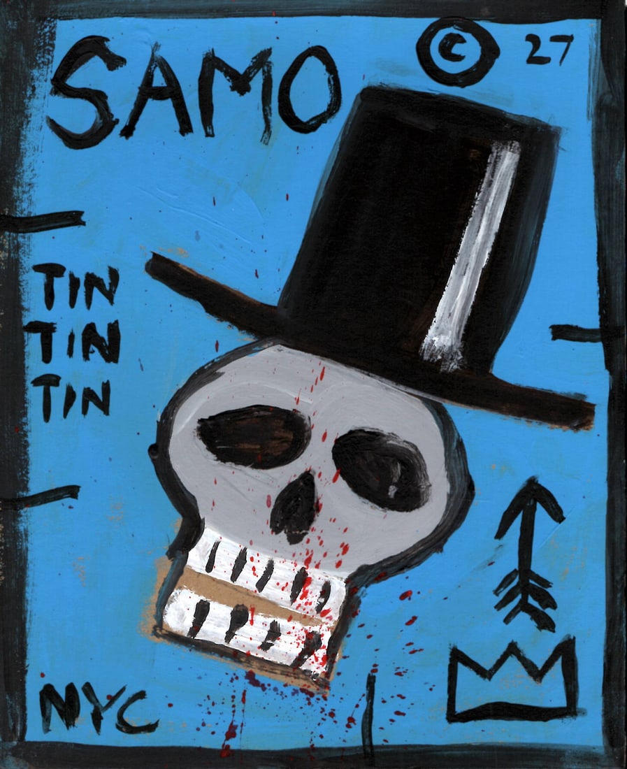 Jean Michel Basquiat Painting on Cardboard (SAMO NYC). (1 of 2)