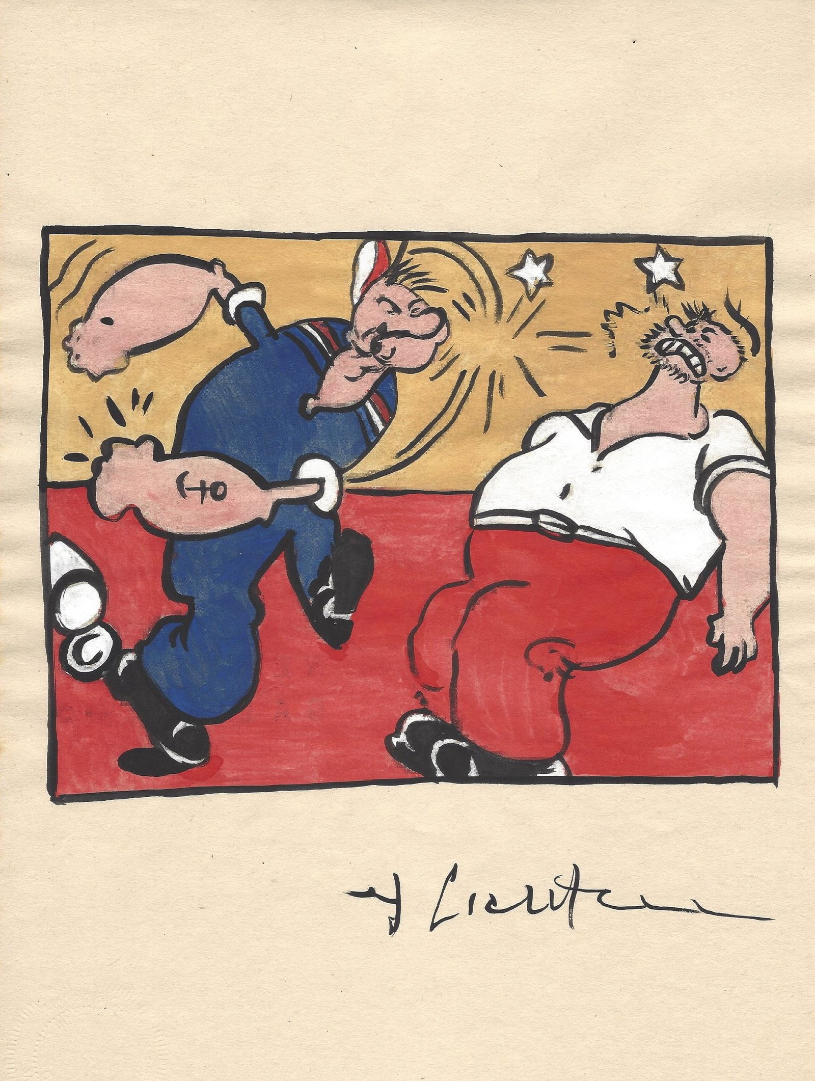 Mixed Media on Paper. Signed Lower right Roy Lichtenstein (1 of 2)