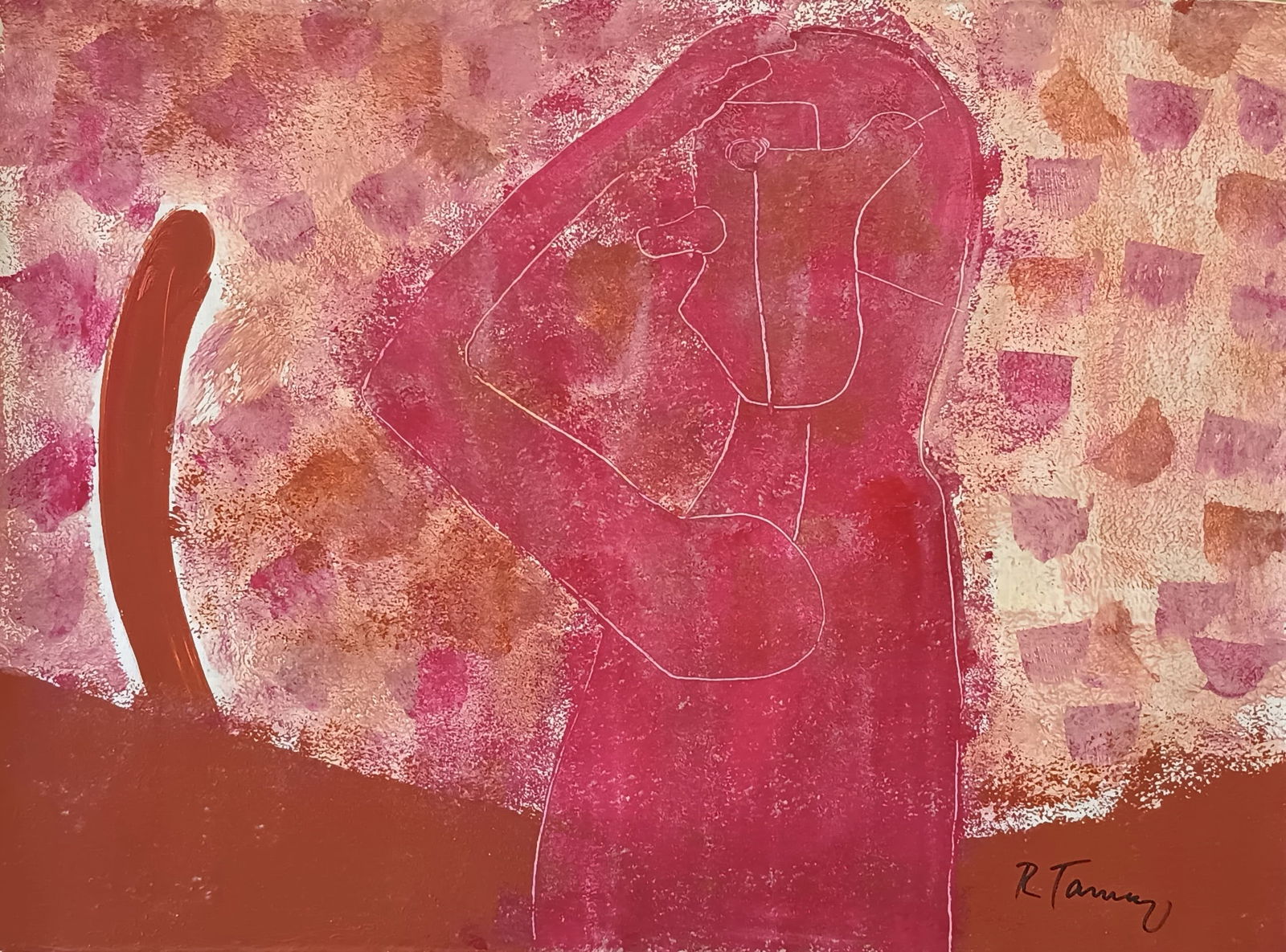 Vintage Abstract Painting Signed R.Tamayo, Mexico DF Modern Art, Modern Art (1 of 5)