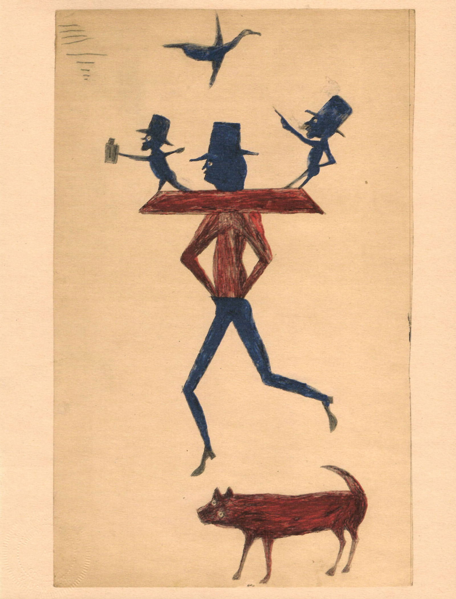 Bill Traylor - Man with Yoke, Abstract Drawing (1939): Bill Traylor - Man with Yoke, Abstract Drawing (1939) Approx Print Size:- 11 x 8 1/2 Fine Art Print. We pack and ship in-house for your convenience.This item will be shipped flat, not rolled.