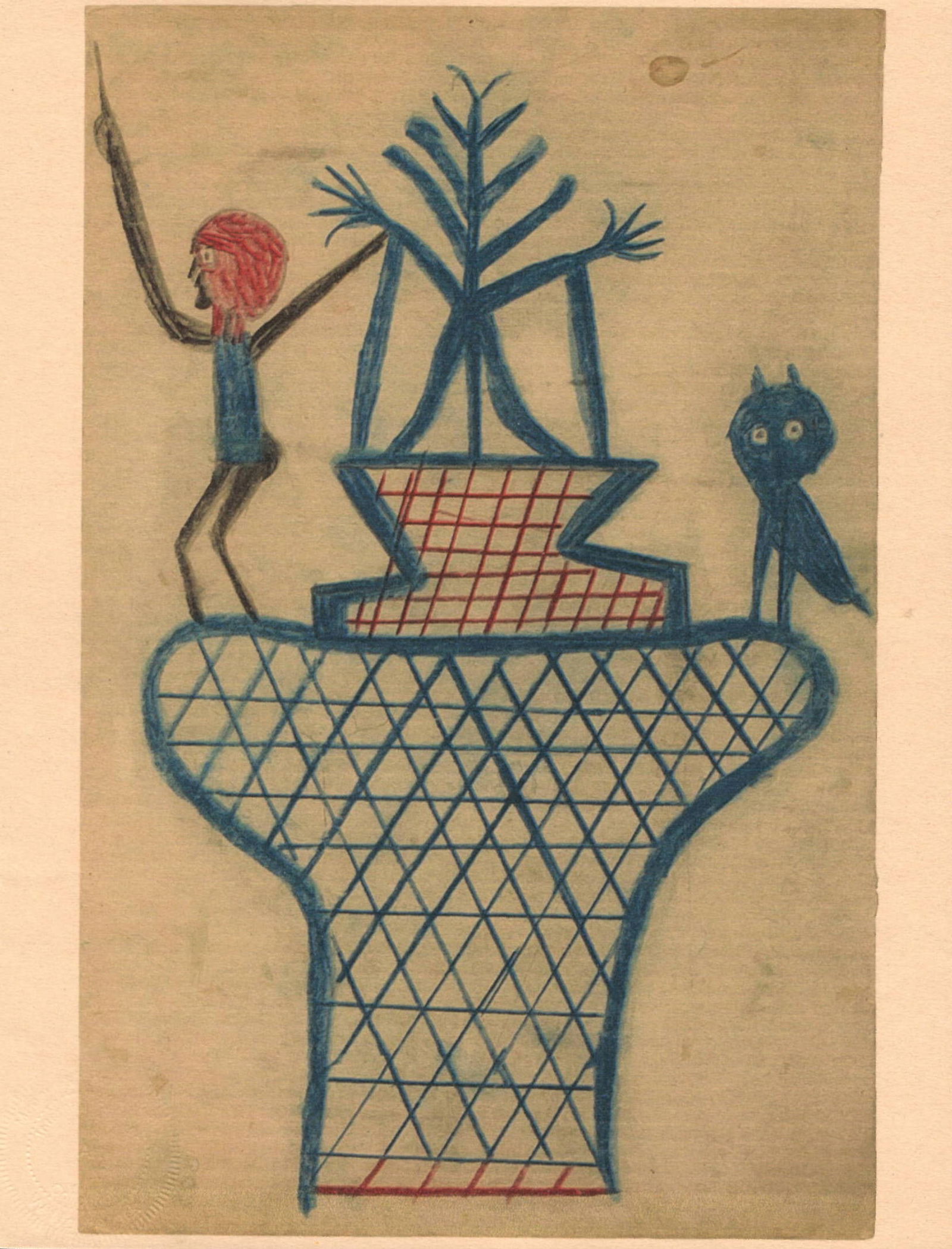 Bill Traylor Untitled Basket Man and Owl circa 1939 Fine Art Print (1 of 1)