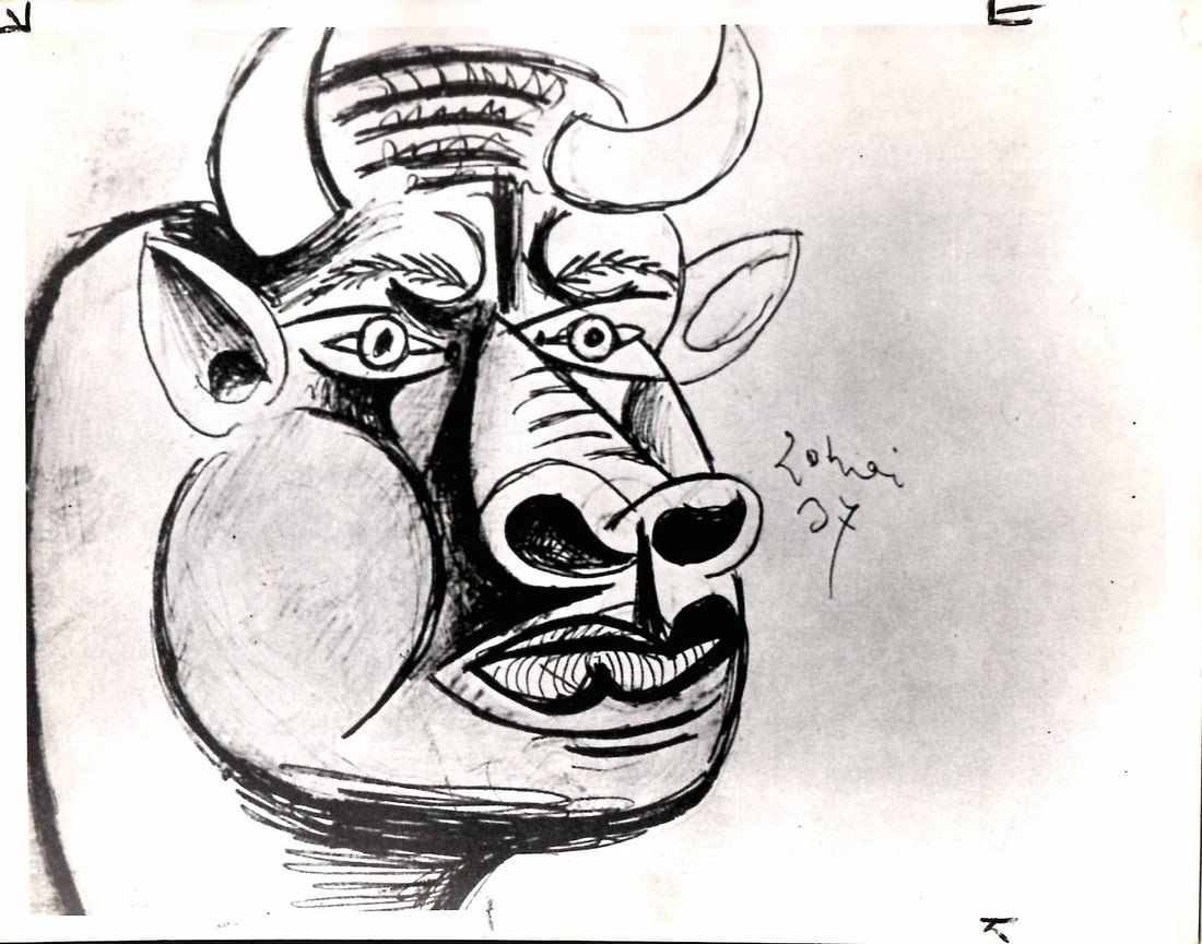 Original Vintage Photography Pablo Picasso - Bull Head (1 of 2)