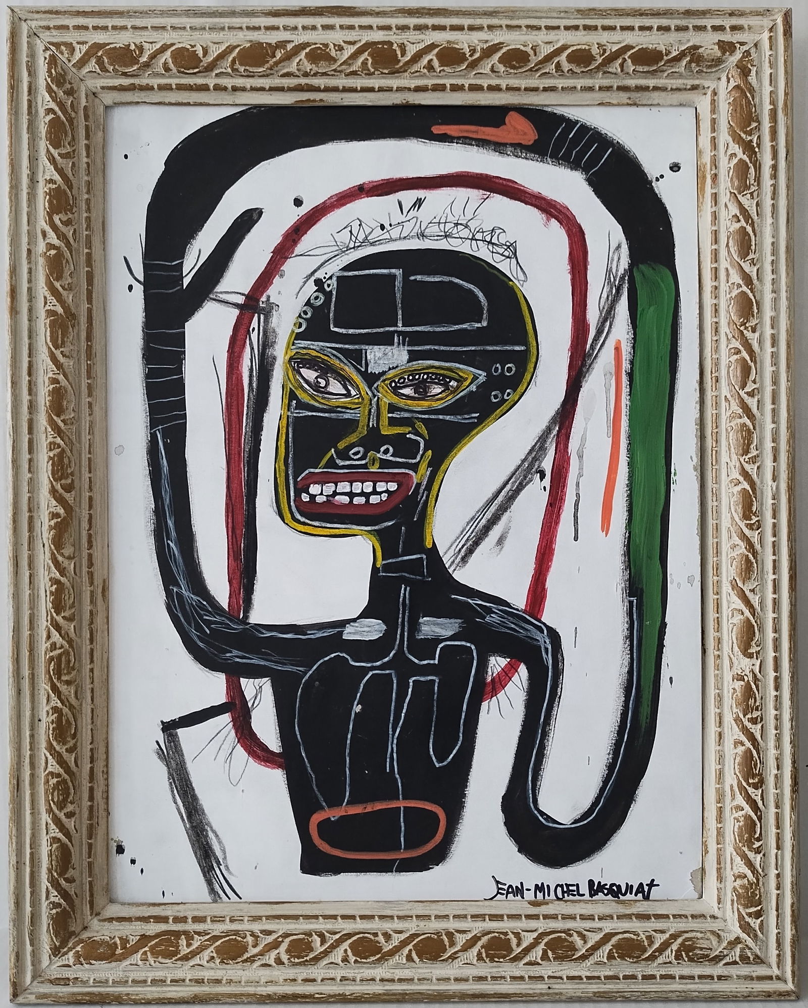 Signed Jean-Michel Basquiat Painting -Flexible- Framed (1 of 3)