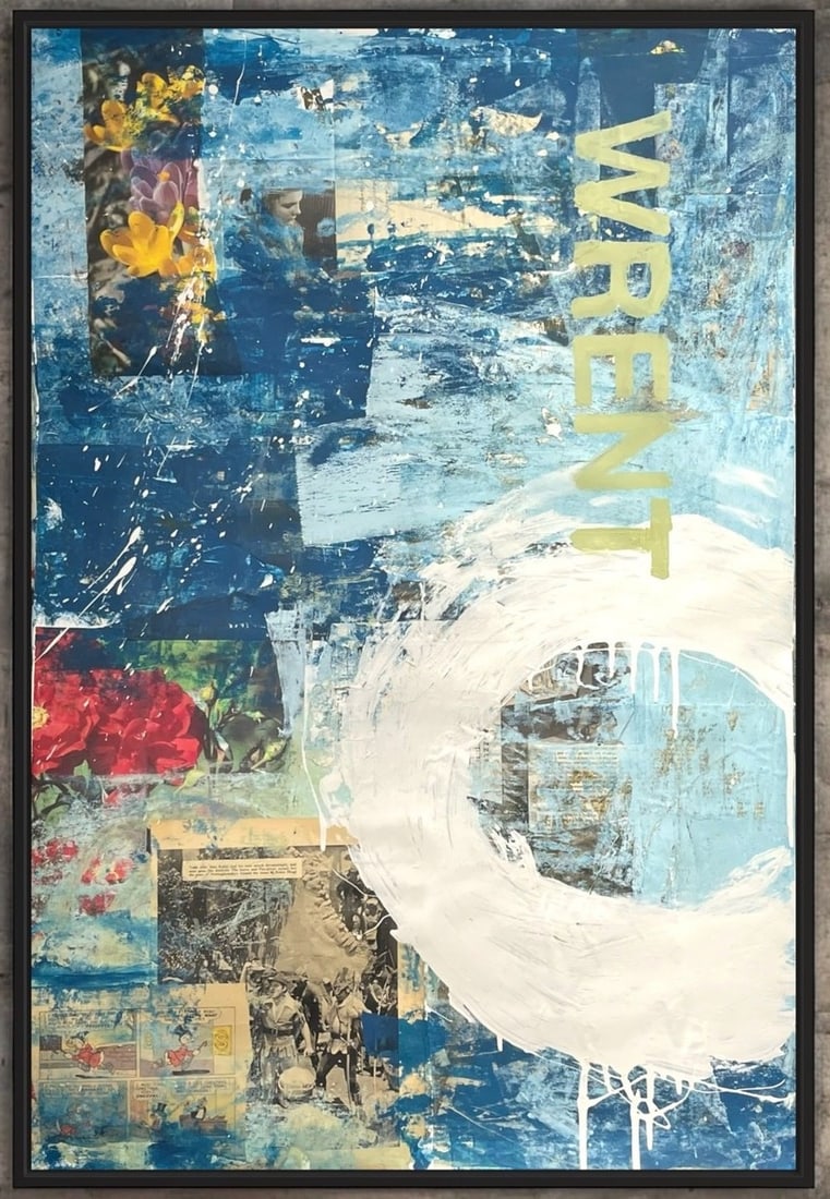 Original Mixed Media Abstract NYC Art Painting: Original Mixed Media Abstract NYC Art Painting. Signed,Embossed Stamp,Gallery Stamp Size: 36x24".Will ship rolled up. Abstract Hand Made Mixed Media Art Painting on paper. Can easily be put in a commo