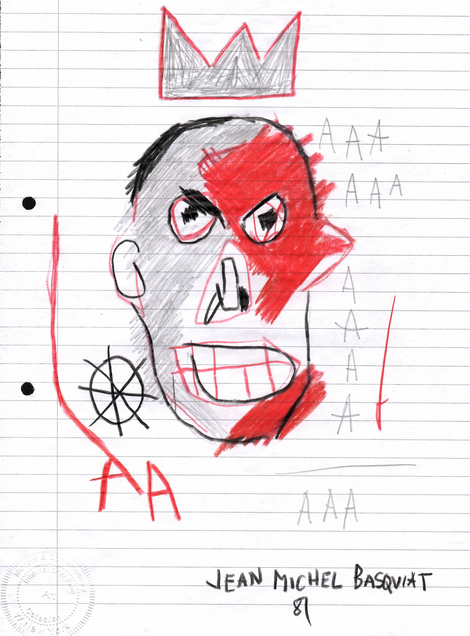 BASQUIAT CROWN AAA NYC. Mixed Media on Paper.Embossed Stamp (1 of 2)