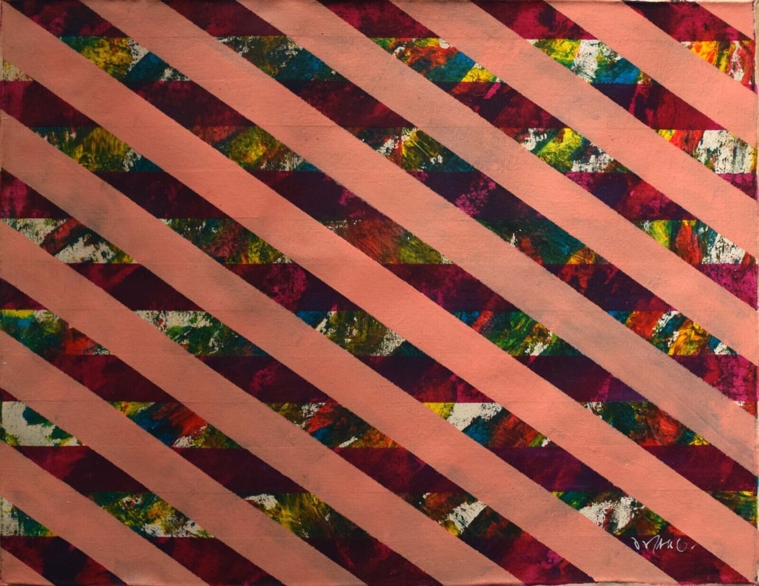 Vintage Abstract Painting on Canvas Signed - Dorazio , Modern Art (1 of 4)