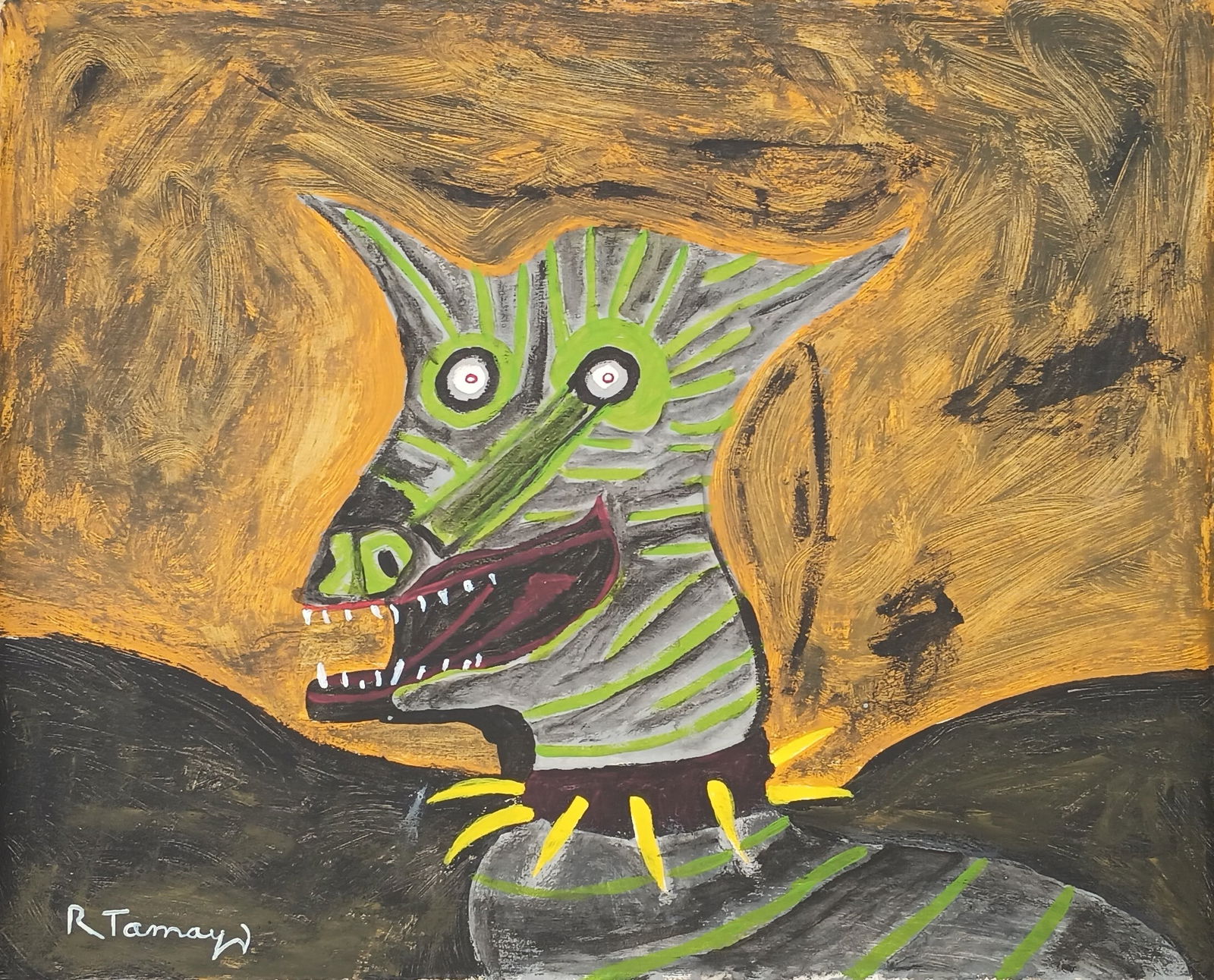 Vintage Abstract Painting Signed R.Tamayo, Modern Art (1 of 4)