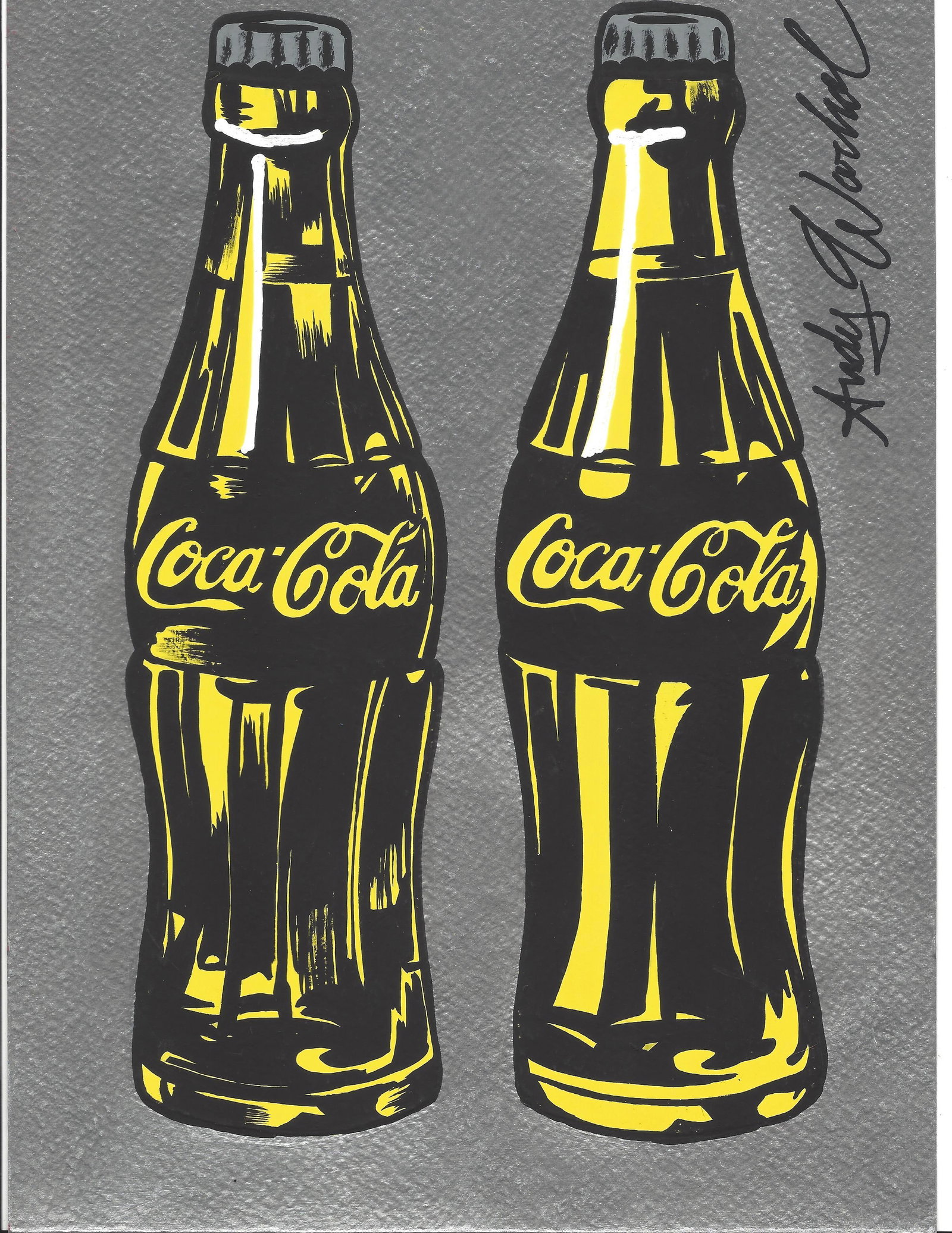 Signed Andy Warhol Mixed Media Painting on Paper. Stamped on verso (1 of 2)