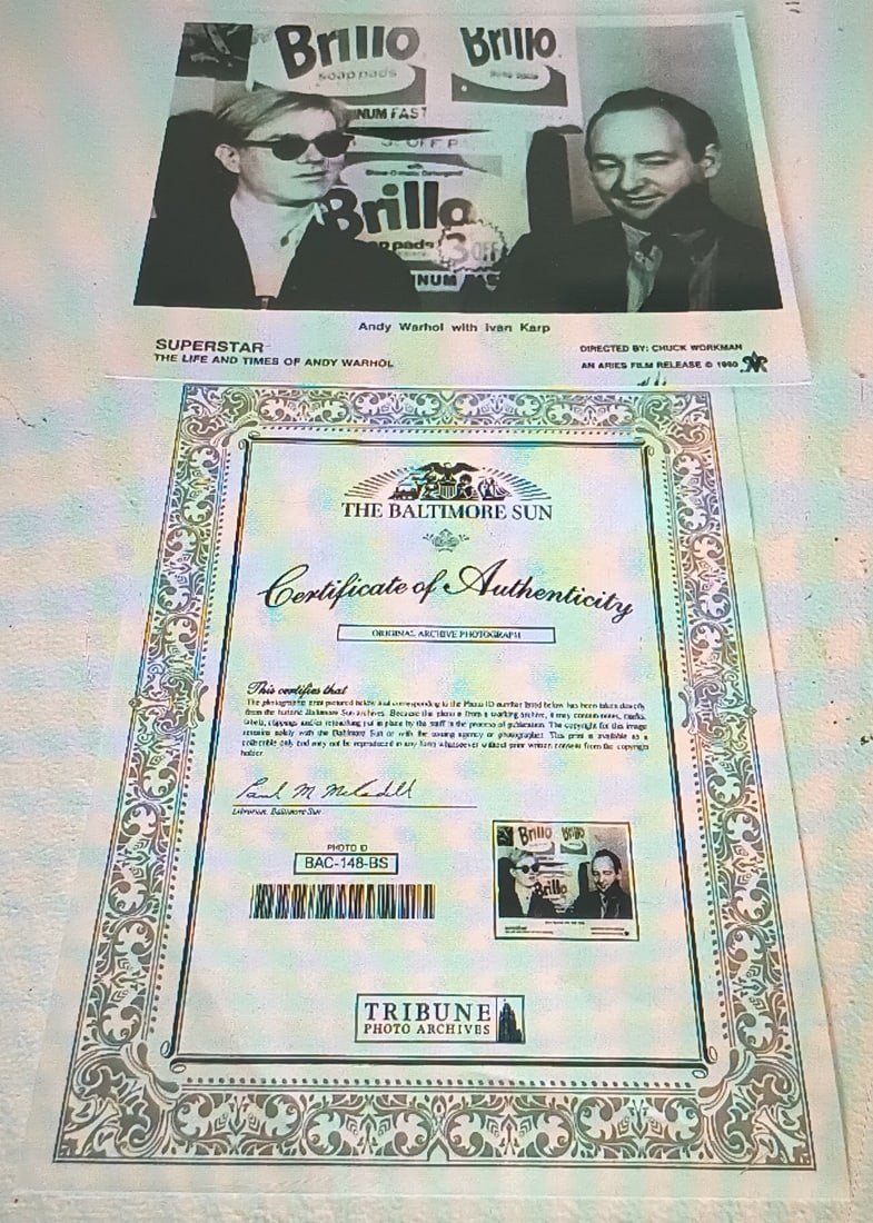 Andy Warhol & Ivan Karp Brillo Box Superstar 1990 Photography With COA (1 of 3)