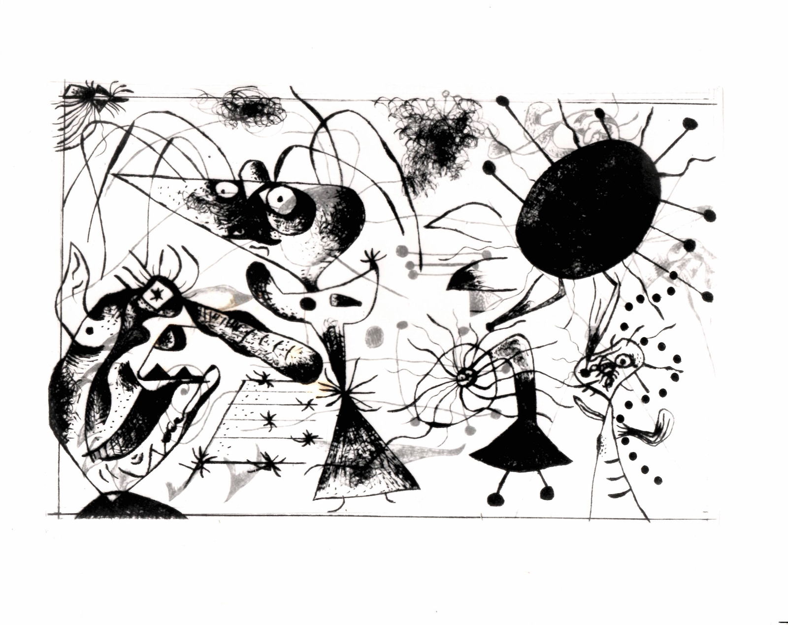 1989 Joan Miro Original Vintage Photography "Black and Red" Artwork by Miro.: 1989 Joan Miro Original Vintage Photography "Black and Red" Artwork by Miro.SIZE: 10 x 8 inches. Please see Front and back of the image:Photo may have bent corners and damaged, May have marks and writ