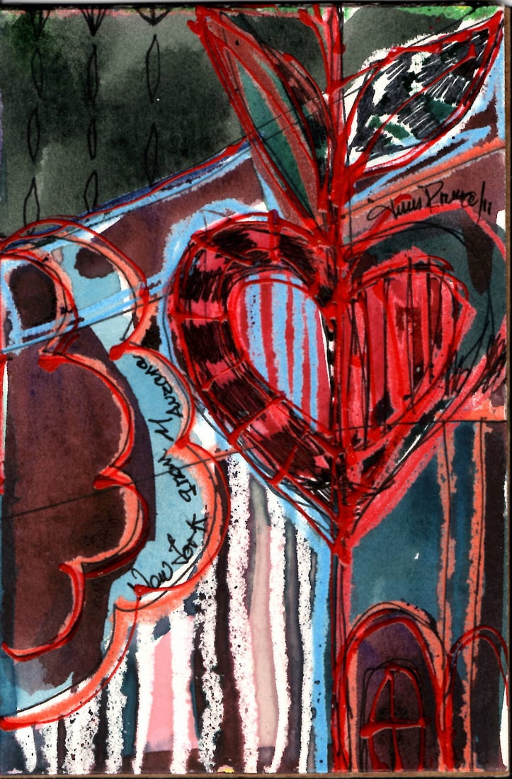 Original J. Rivera. Mixed Media Art Painting On Paper (1 of 2)