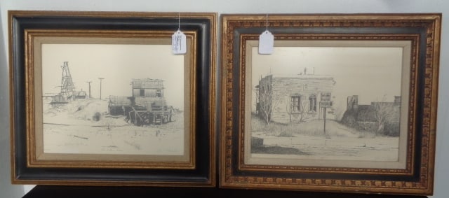 Lot of 2 Pencil Signed, John T. Fitzgerald Engraving Painting (1 of 8)