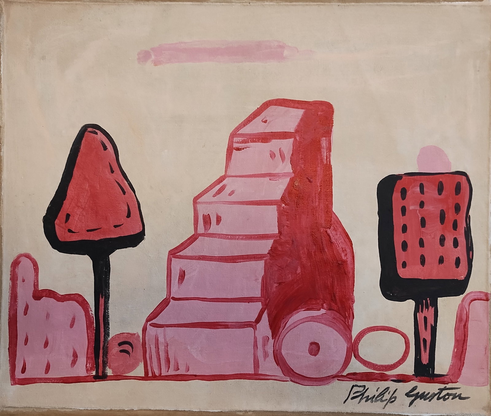 Vintage Canvas Signed Philip Guston, Modern Old 20th Century Art, Modern Art (1 of 4)
