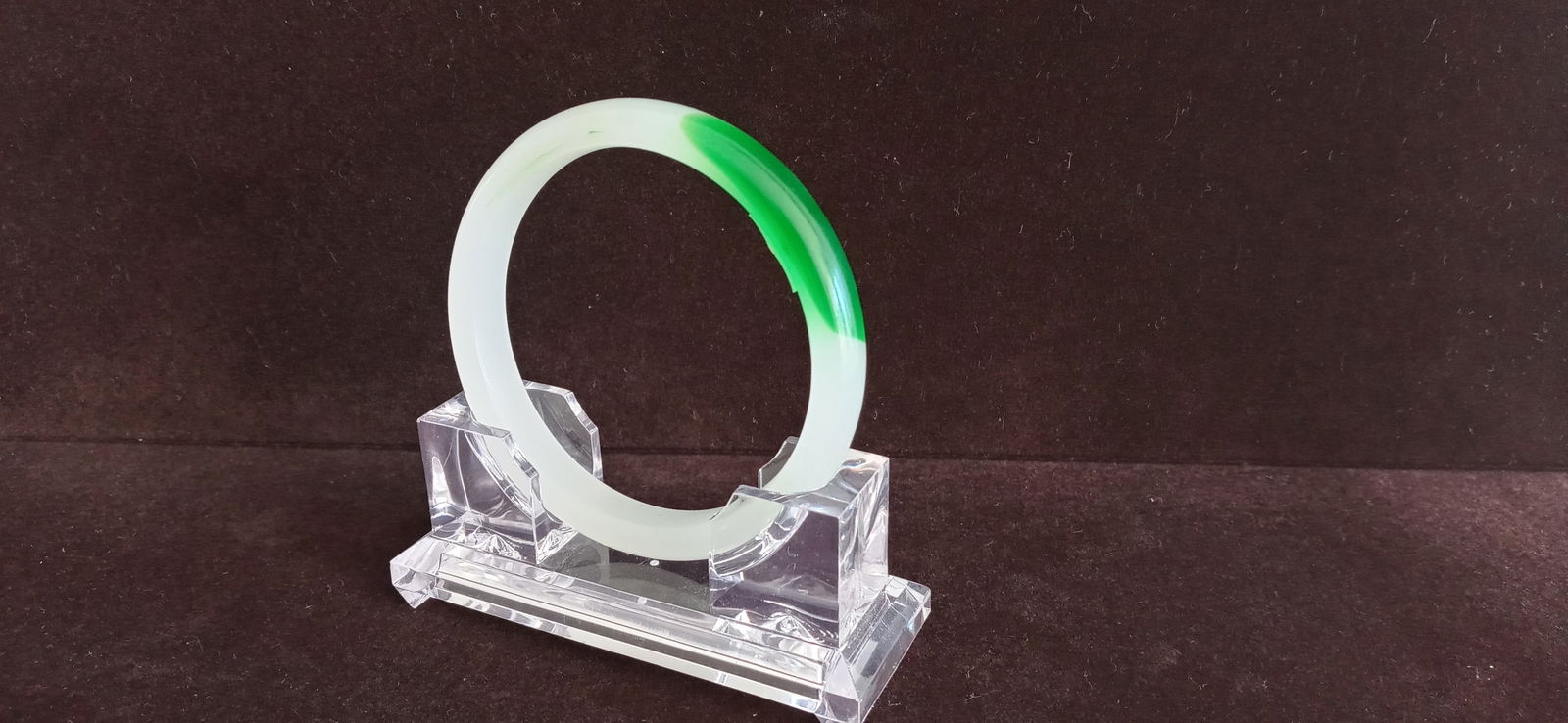 White & Green Jadeite Bangle Bracelet Imperial Green (1 of 3)