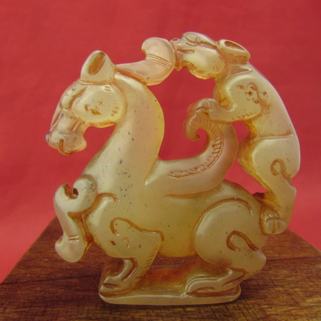 Antique Natural Hand Carved Jade Horse Pendant (1 of 2)