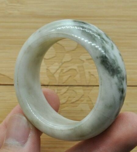 Rare Old Natural Celadon Jade Hand-Carved Ring (1 of 2)