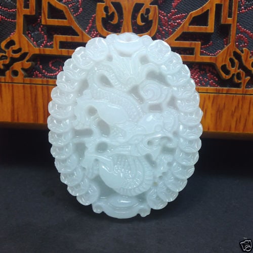 Fine Chinese Handmade Natural Nephrite White Jade Drago (1 of 1)
