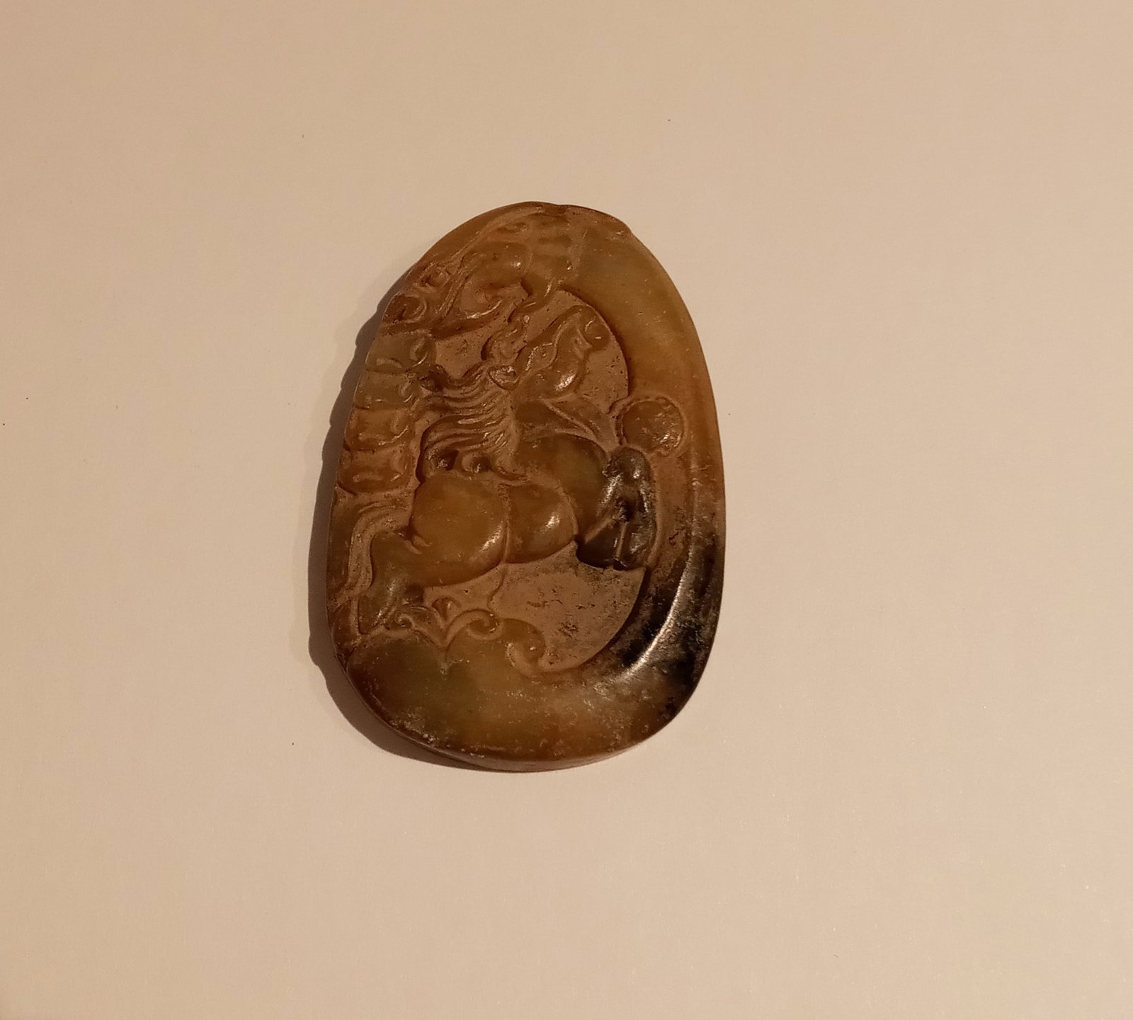 Antique Carved Natural Jade Lucky Horse Pendant (1 of 2)