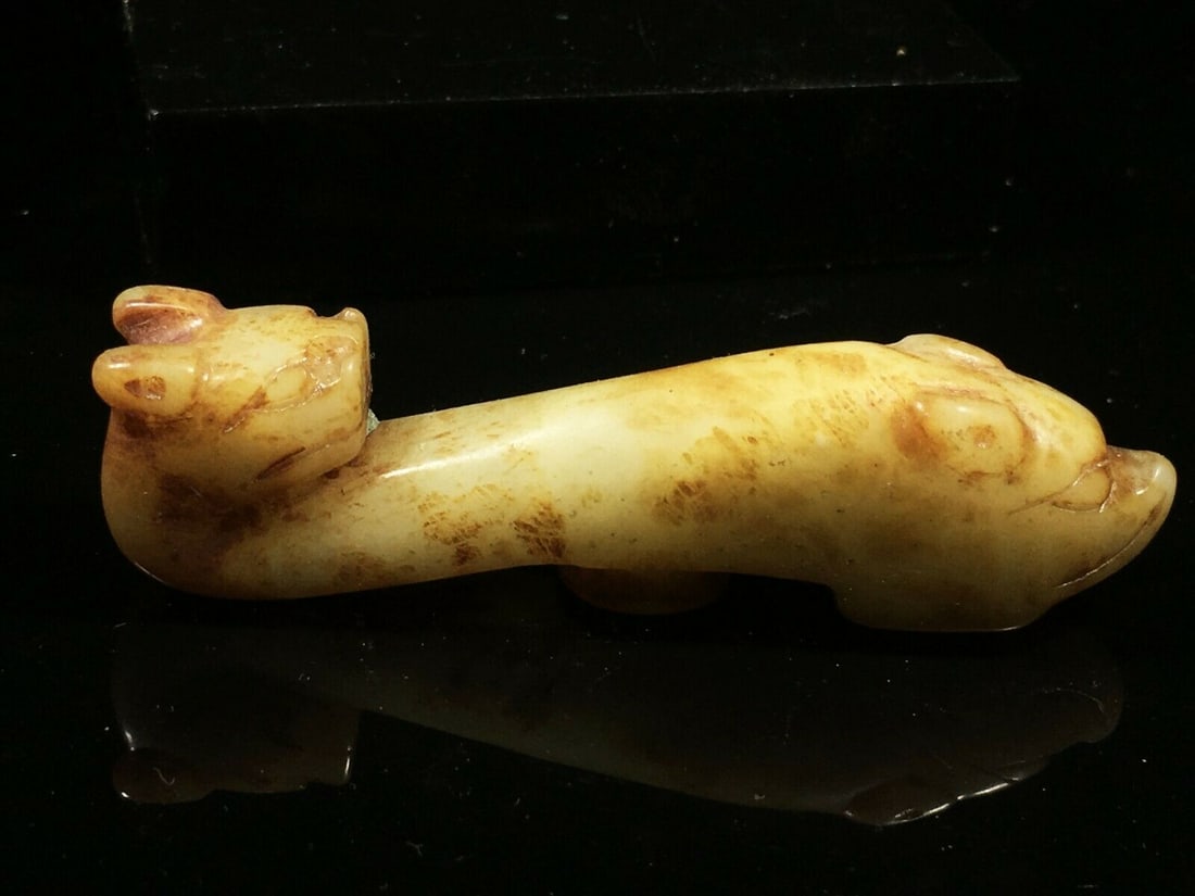 Old Jade Hand-Carved Dragon Hook Necklace Pendant (1 of 2)