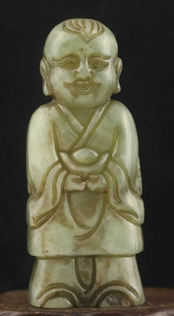 Chinese Old Natural Jade Hand-Carved Statue Buddha Pendant (1 of 4)