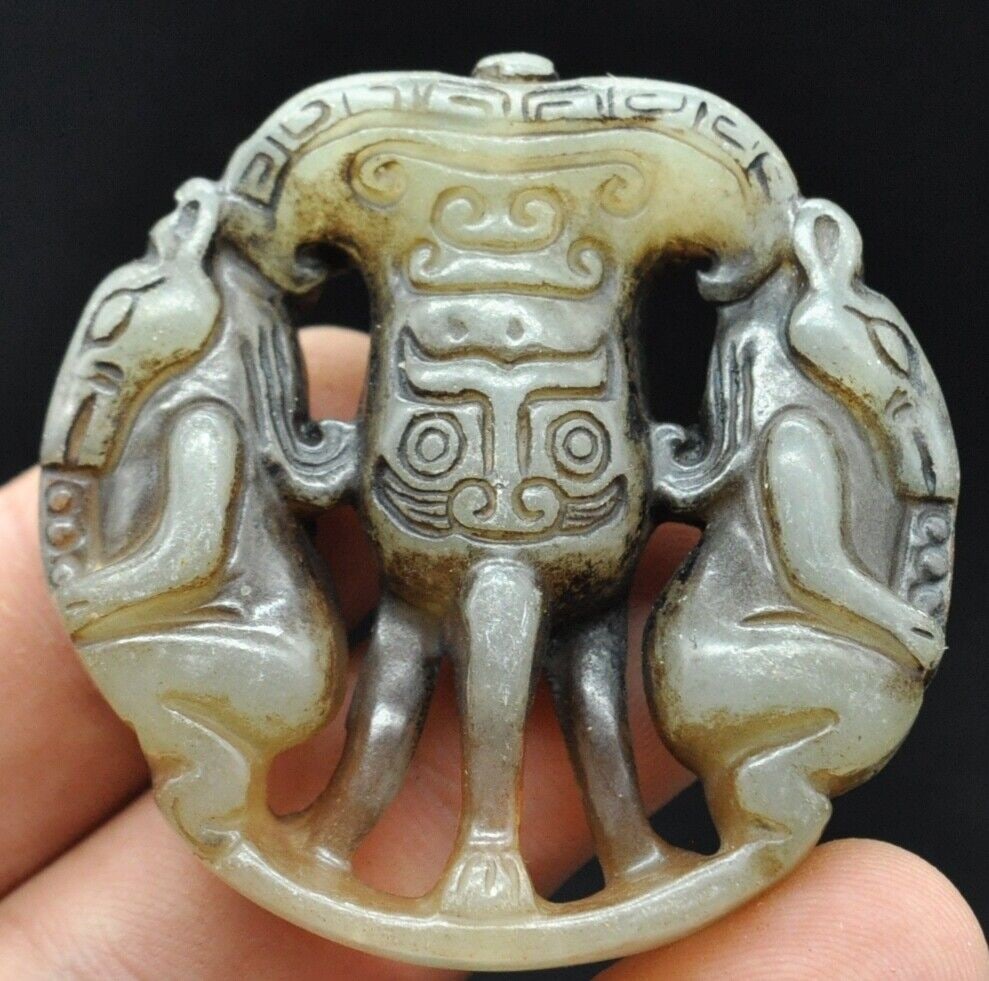 Chinese old Natural Jade Hand-Carved Pendants~Ring (1 of 4)