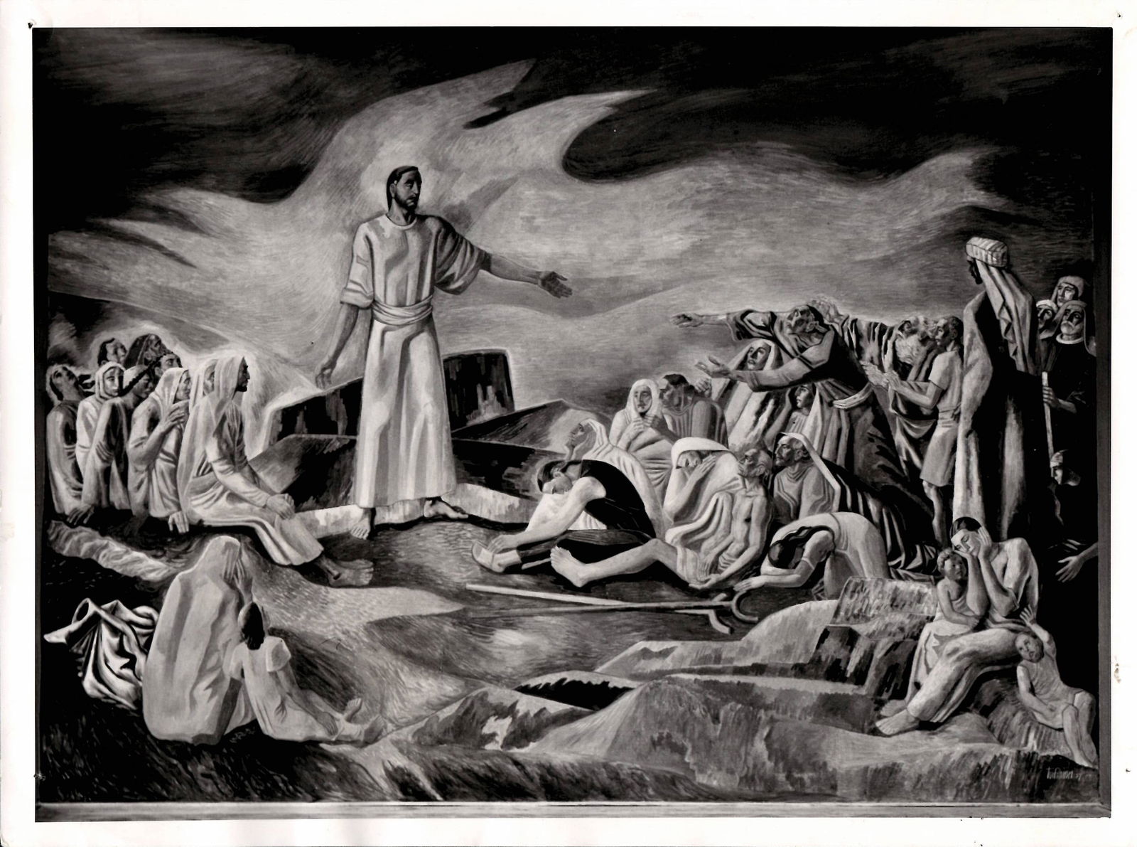 Gunnar Torhamn's Original Vintage Photograph: Gunnar Torhamn's painting in the Gustav Vasa parish hall in the Gustaf Adolf Church. Approx Original Photo Size: 9 1/2 x 7 inches. Provenance: New York-Based Photography Collector & Curator -Collectio