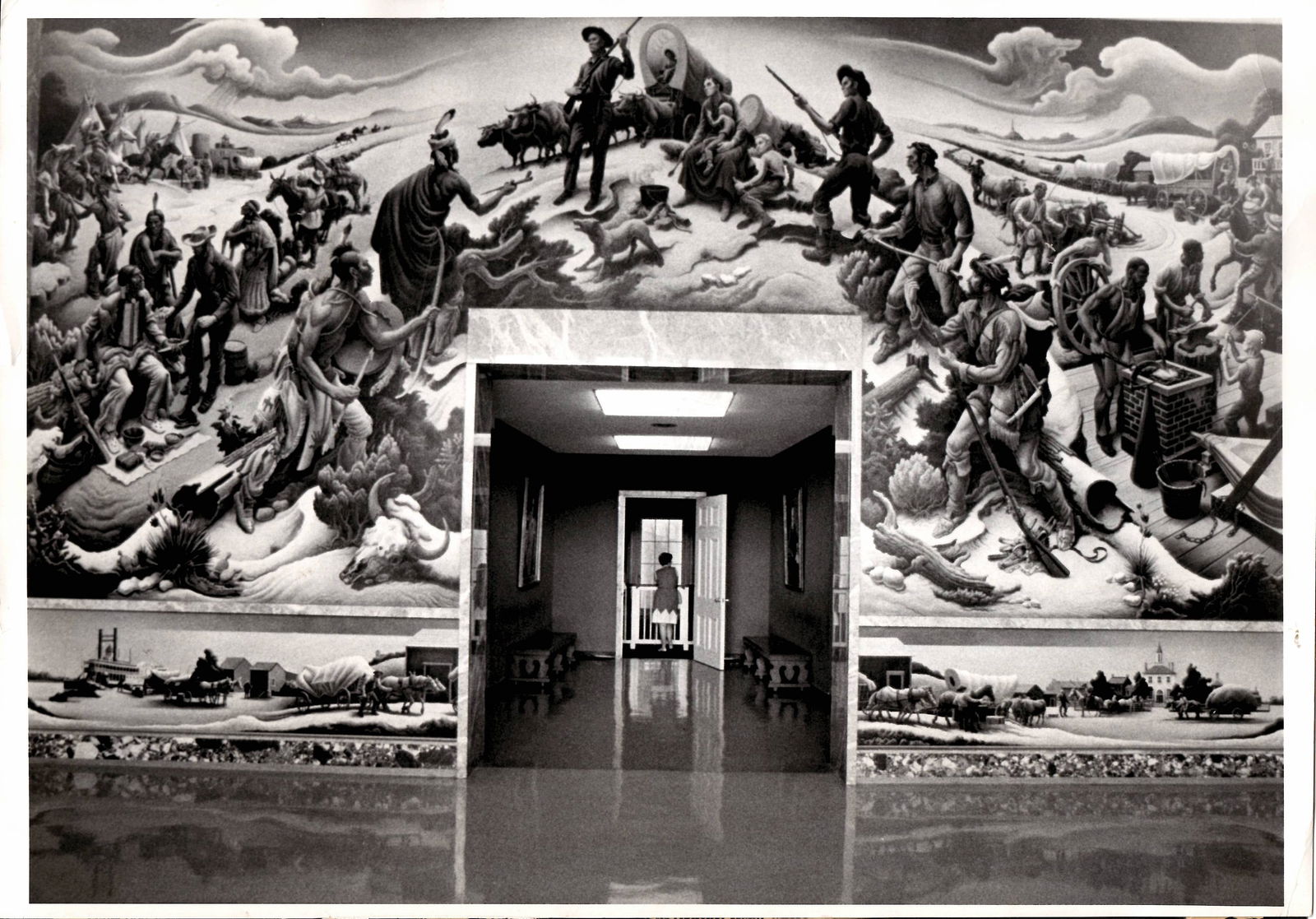 1975 Photography, Thomas Hart Benton Mural Oval Office Truman Historic Library.: 1975 Photography, Thomas Hart Benton Mural Oval Office Truman Historic Library. Approx Photography Size: 11 3/4 x 8 inches.Provenance: New York-Based Photography Collector & Curator . Collection of Hi