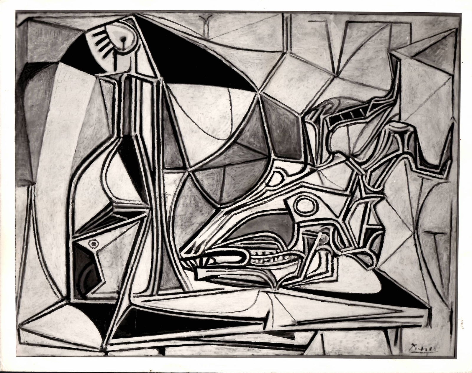 1957 Pablo Picasso Photography. Crane de Chevre, Boutei...: Pablo Picasso Photography. Portrait Drawing.Good Condition See Photos.The condition of lots sold in our auctions can vary widely due to factors such as age, previous damage, restoration, repair and we