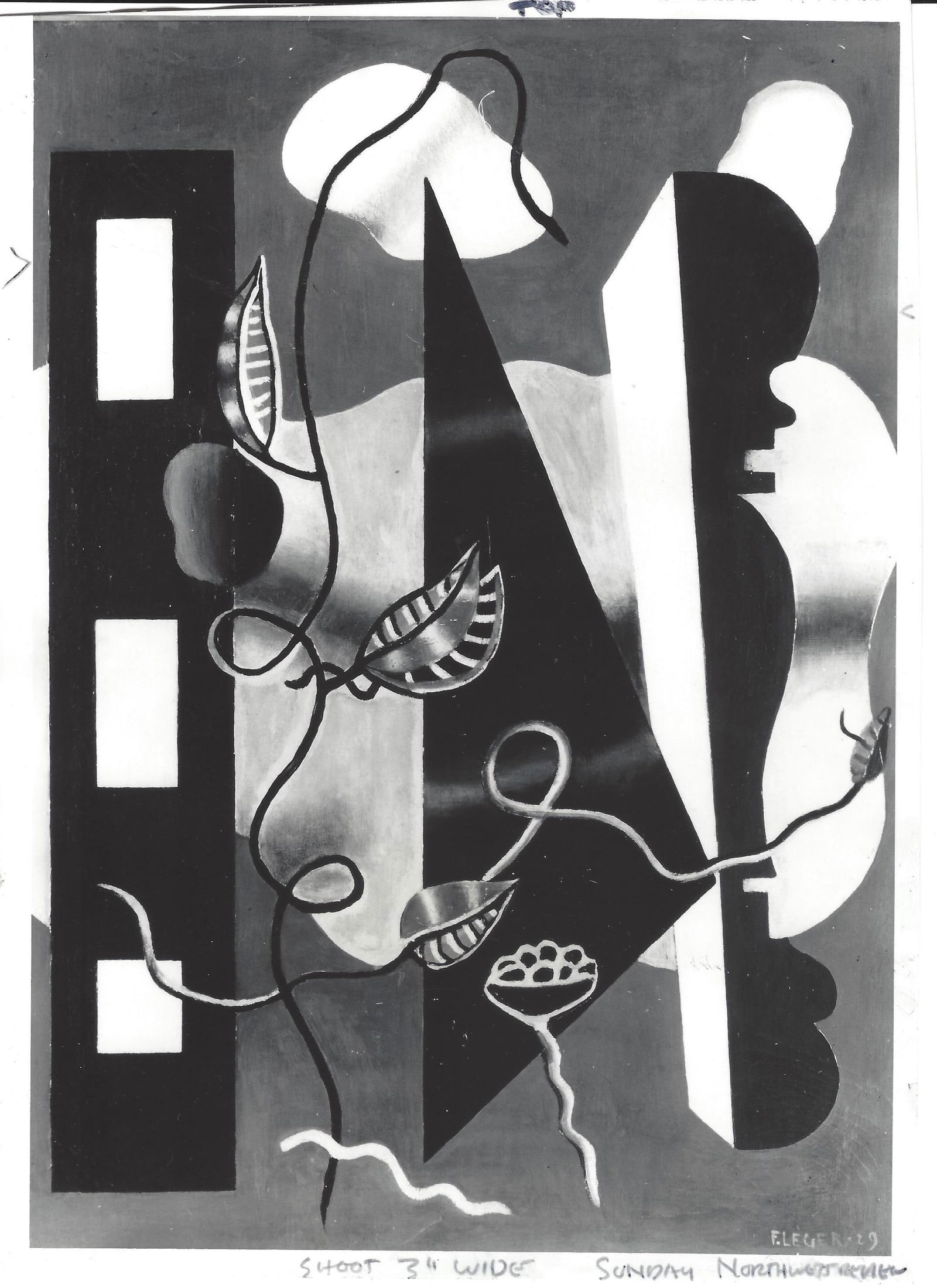 1966 Photo Painting "Composition with Vine" by Fernand Leger (1 of 2)