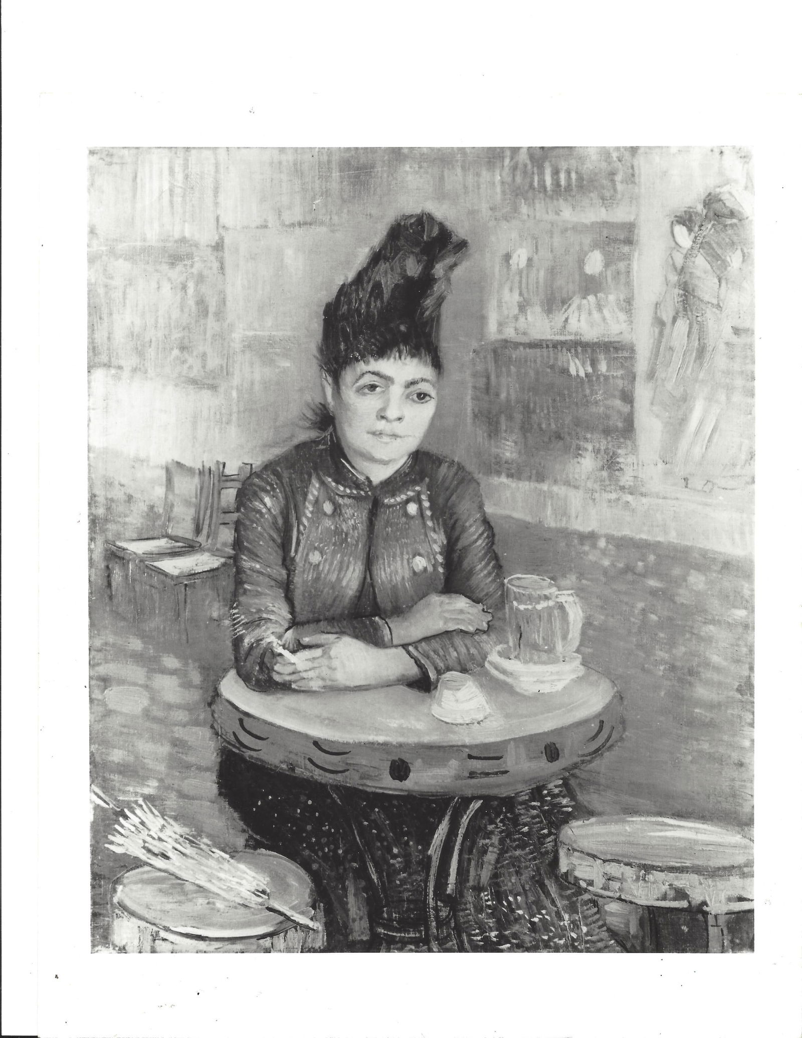 1970 Photo Woman at "LeTambourin" by Vincent van Gogh: 1970 Photo Woman at "LeTambourin" by Vincent van Gogh Photo measures Approx: 8 x 10inches. Provenance: New York-Based Photography Collector & Curator -Collection of Rare Photographs. Approx