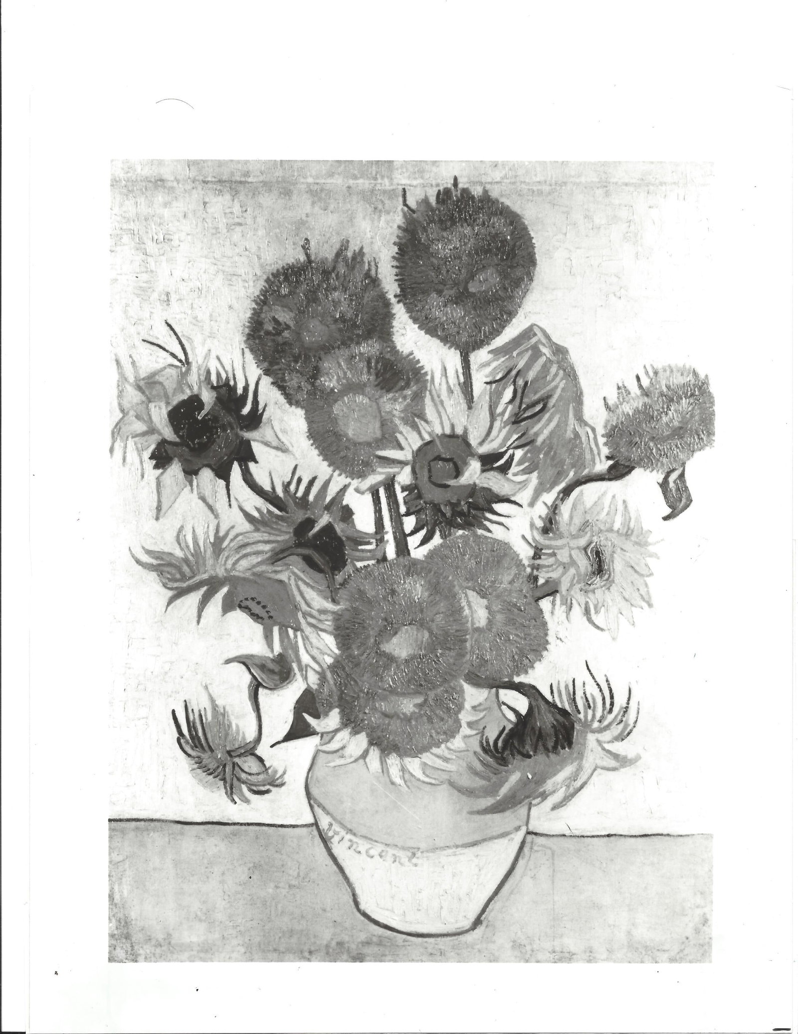 1989 Photo "Vase with Fourteen Sunflowers" by Vincent Van Gogh.: 1989 Photo "Vase with Fourteen Sunflowers" by Vincent Van Gogh. Photo measures Approx: 8 x 10inches. Provenance: New York-Based Photography Collector & Curator -Collection of Rare Photographs. Approx