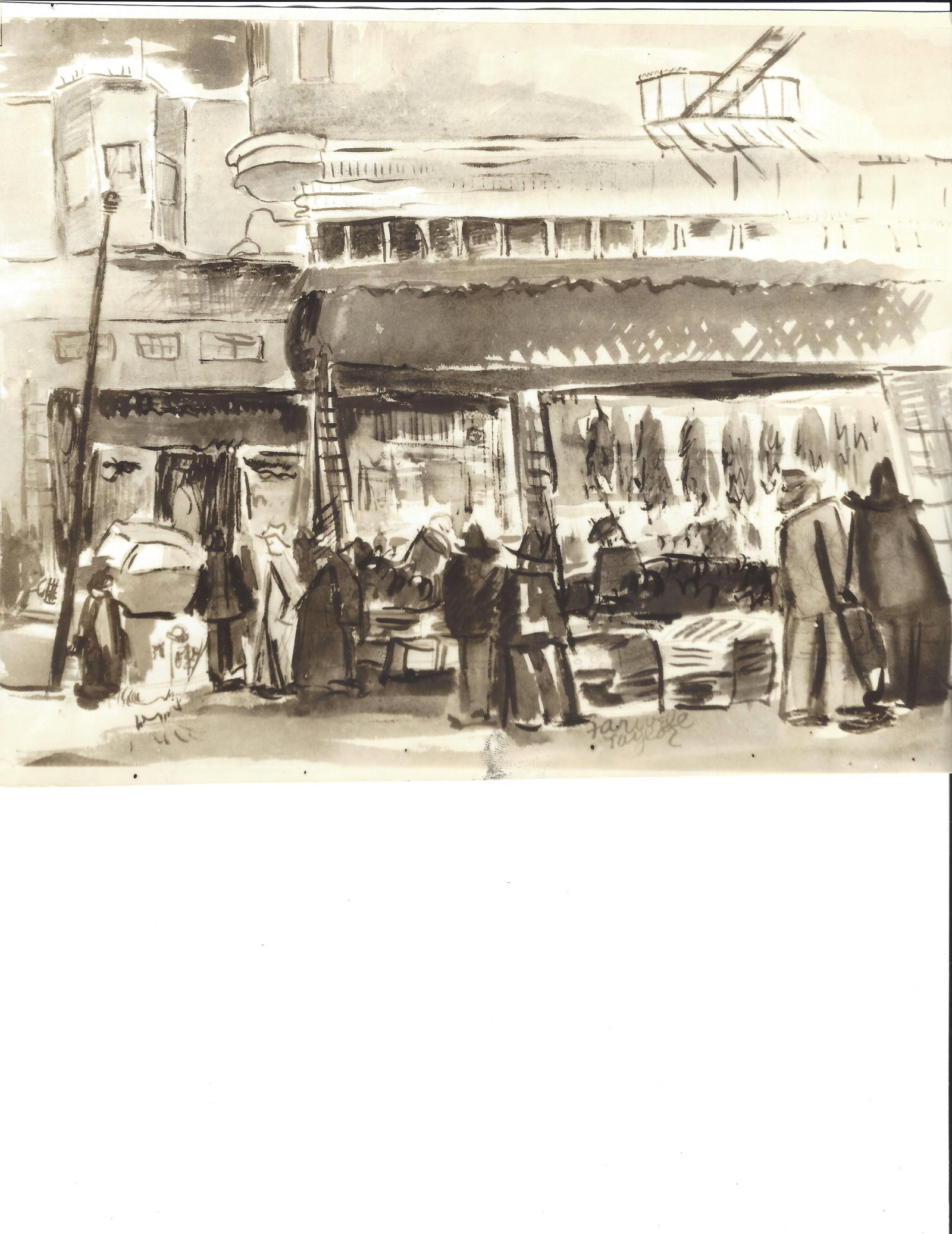 1938 Photo Street Scene Painting By Farwell Taylor San (1 of 2)