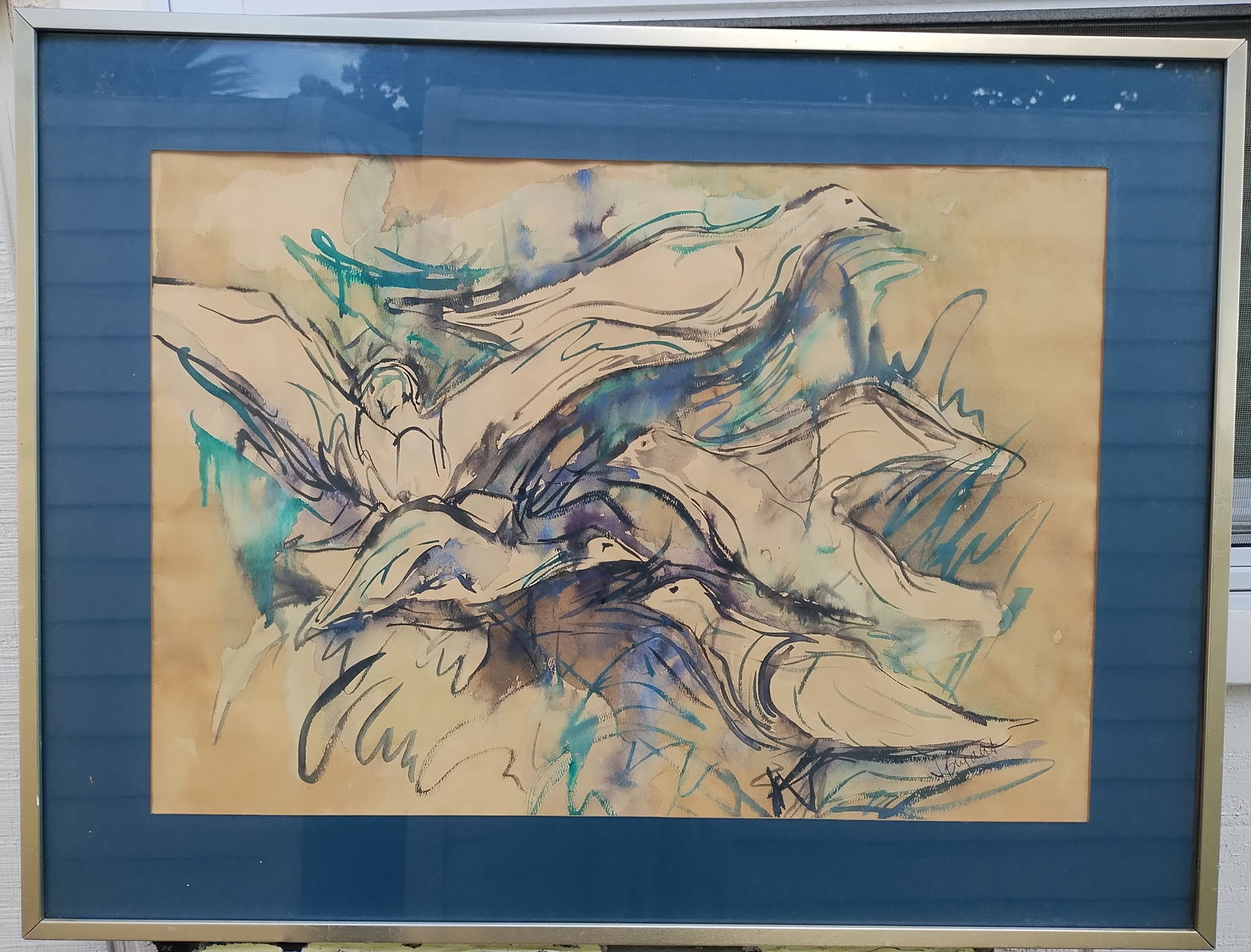 Leon Bryant, Circa 1940s Watercolor Hand Signed.: Leon Bryant, Circa 1940s Watercolor Hand Signed. Approx Painting Size: 25 1/2 x 18 Inches. Approx Frame Size: 25 x 23 x 2 Inches. We pack & Ship for you, We take care of the shipping services in