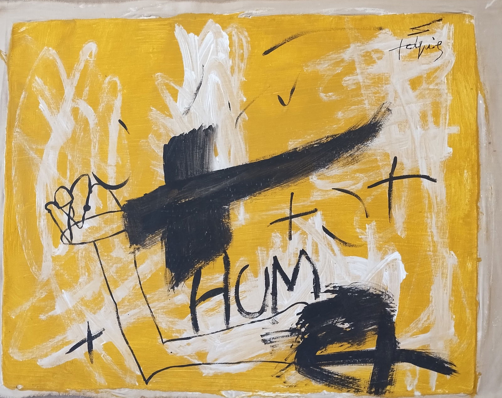 Signed Tapies 20th Century Modern Painting on Canvas: Signed Tapies Mid Century Modern Painting on Canvas.Artwork Dimensions:Canvas Size: 20 x 16 inches. This is hand painted and shows sign of wear from age.But overall condition is good.SEE Photos.Acquir