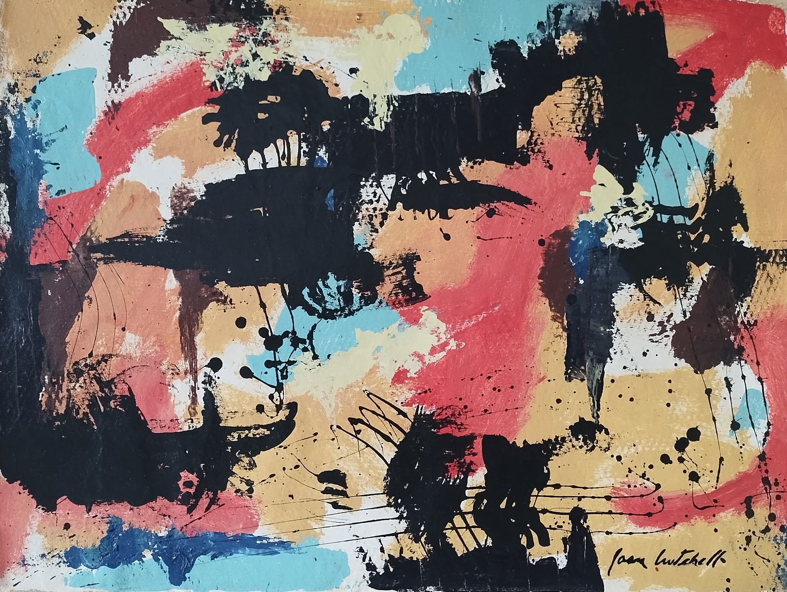 Signed Joan Mitchell Painting Modern Art On Canvas: Signed Joan Mitchell, Modern Art Painting On Canvas(after artist). Approx Painting Size: 24 x 18 inches - Canvas Size:30 x 22 Inches.SEE PHOTOS as part of the description. Good condition . We pack & S