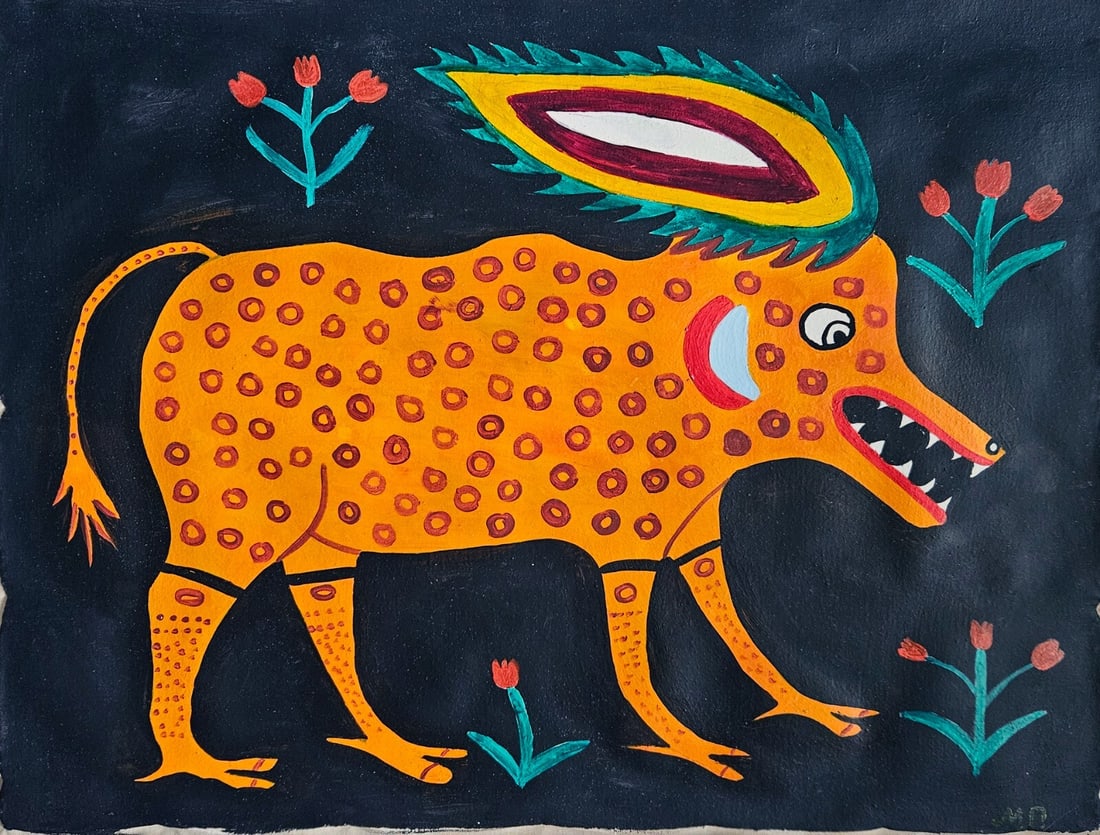 Folk Art Painting Maria Prymachenko Signed Ukrainian Painting on Canvas - Rare Artwork: Vintage Folk Art Painting Maria Prymachenko Signed Ukrainian Painting on Canvas - Rare ArtworkApprox Canvas Size: 19 x 15 Inches. Good vintage condition. See photos as part of the description. This it