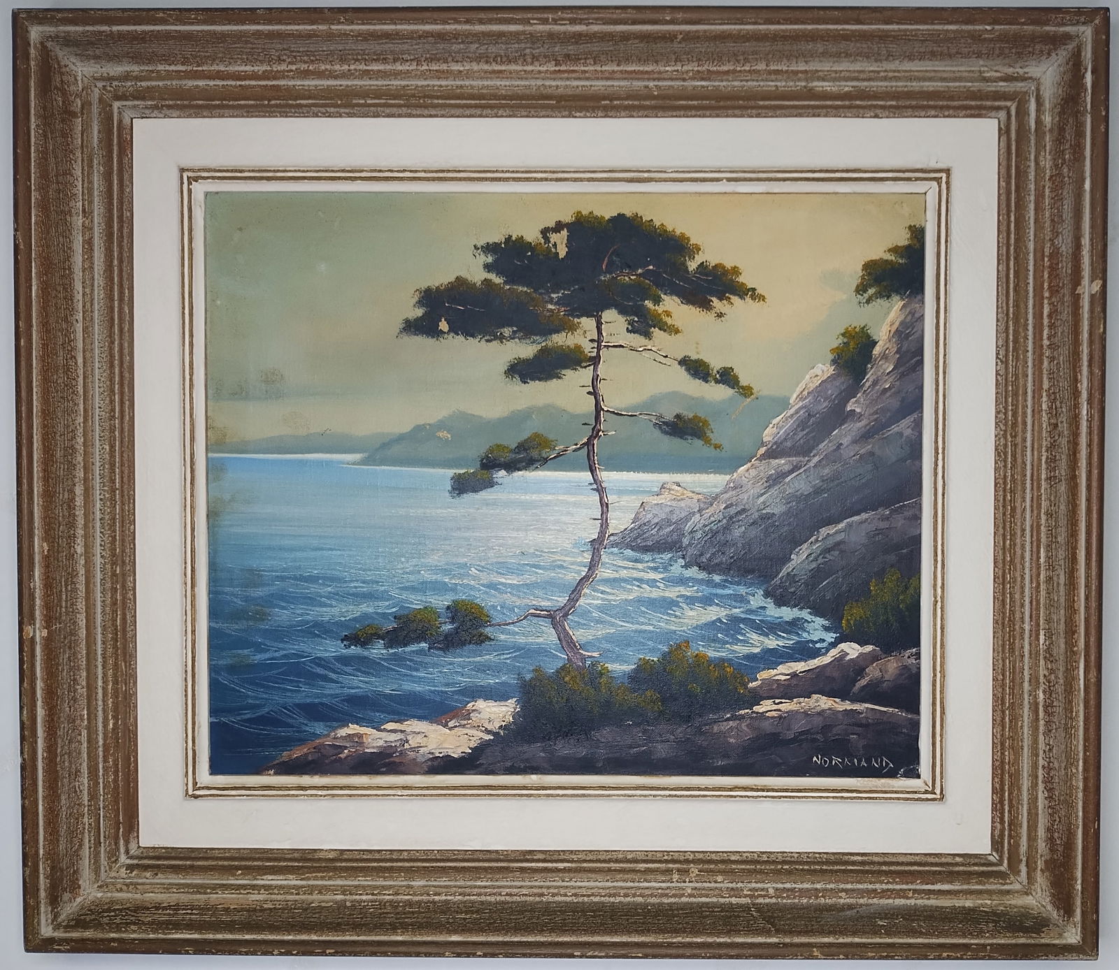 Raymond Normand (French 1919-2000)Landscape of the Côte Bleue, in Provence: Raymond Normand (French 1919-2000)Landscape of the Côte bleue, in Provence Coast on the Mediterranean Sea, reaching from northern Marseille Vintage Oil Painting on Canvas Framed - Approximate Artwork
