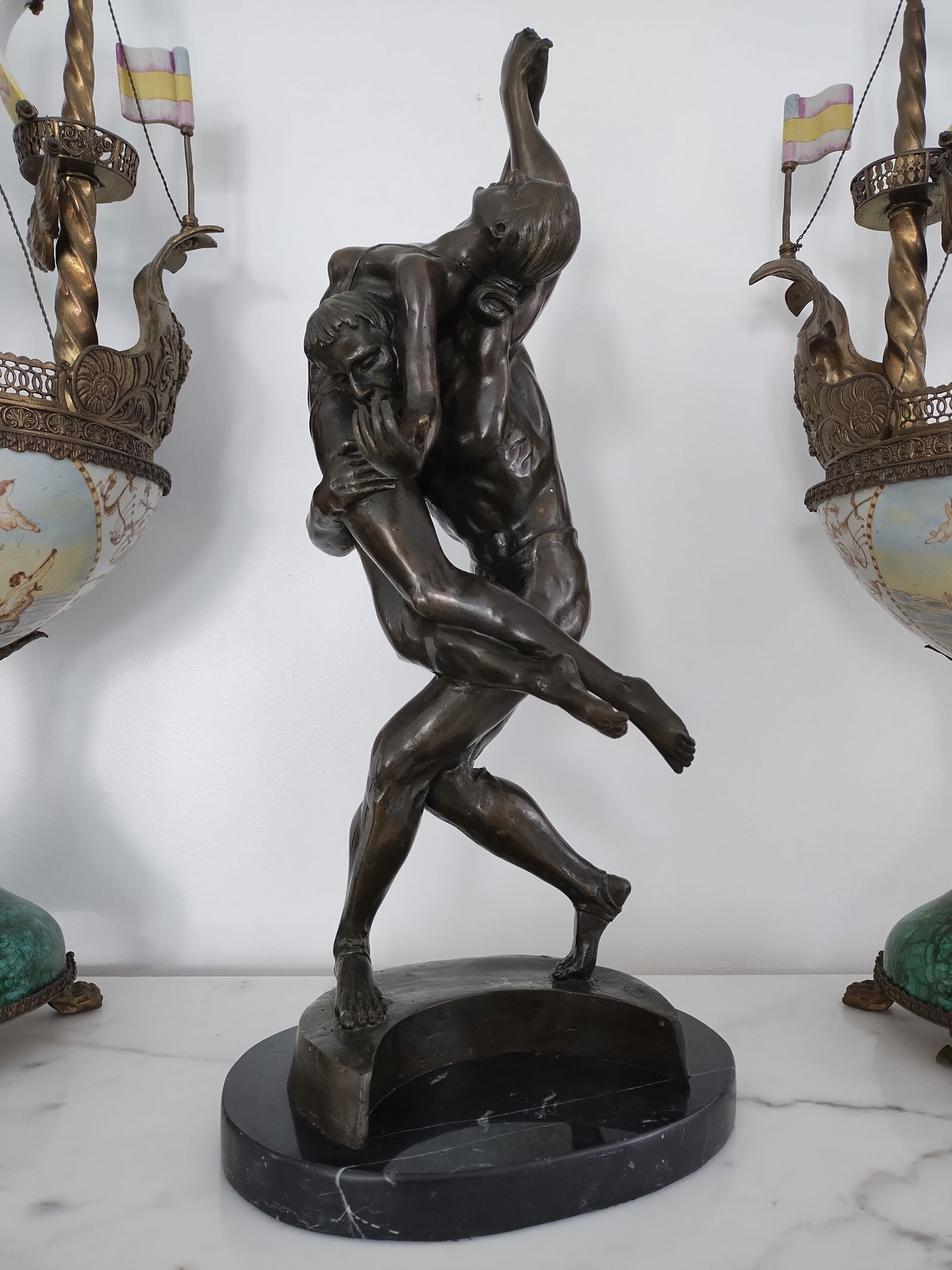 Large Bronze Statue Couple Dancer with Marble Base (1 of 6)