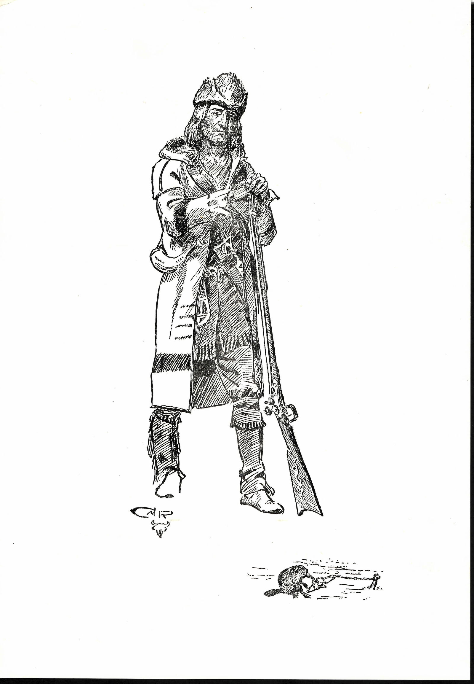 Charles Marion Russell (1864-1926).Famous sketch Print: Charles Marion Russell (1864-1926).Famous sketch Print. Measurements: 10 1/2 x 15 1/2 Inches.Good condition.