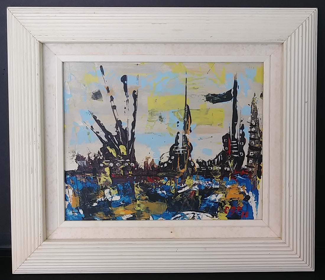 Massachusetts Coastal Marine Plain Air Painting: Massachusetts Landscape Coastal Marine Port Plain Air Painting on Cardboard Framed. Good condition. Approx Painting Measurements: 8 x 10 inches. Approx Frame Measurements: 13 x 15 x 2 inches. See phot