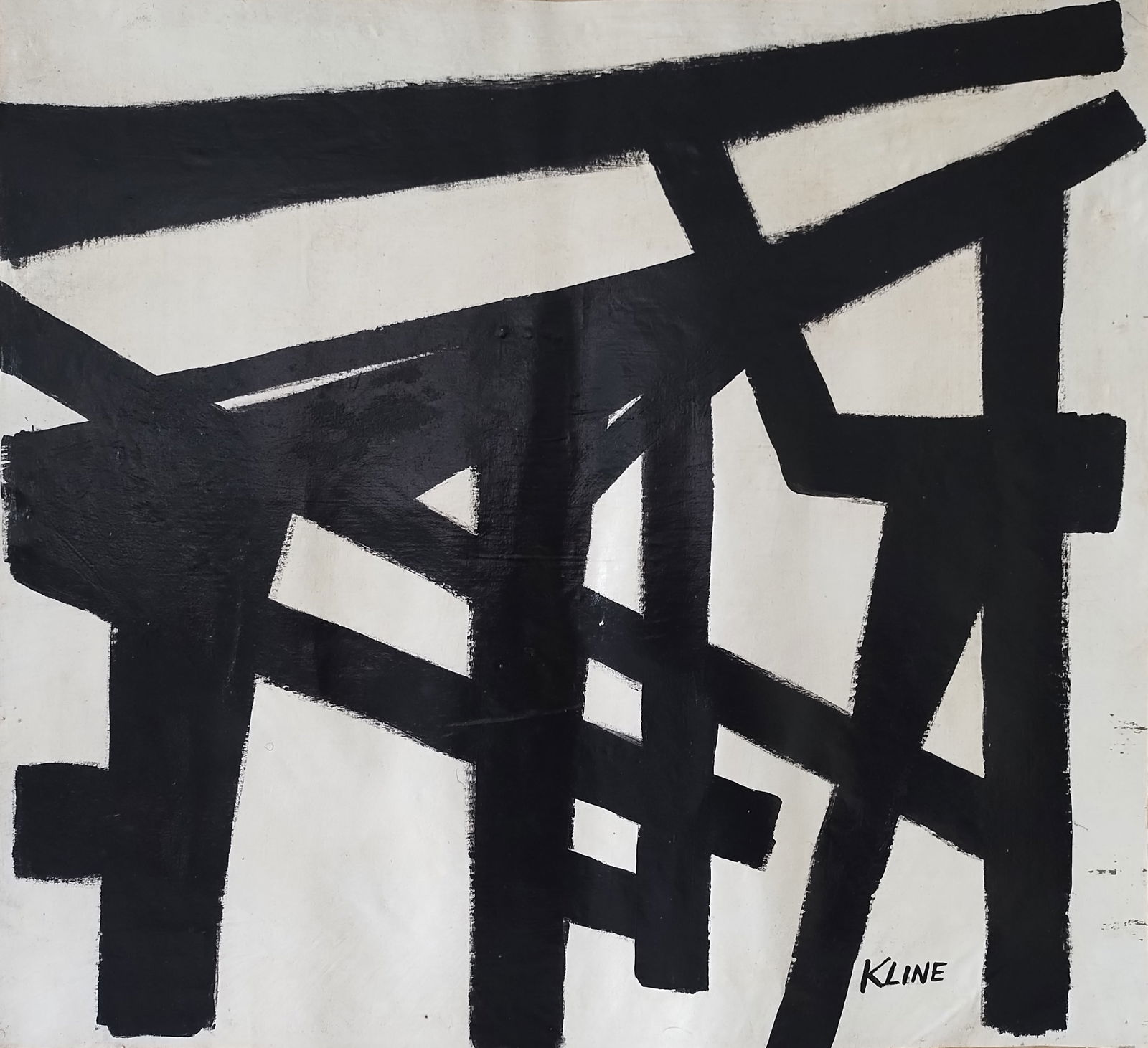 Signed Kline Abstract Expressionism Painting On Canvas: Signed Kline Abstract Expressionism Painting On Canvas. Approx Canvas Size: 26 x 24 inches - Painting Size:23 x 21 inches.See Photos as part of the description. Good vintage condition.It is being sold