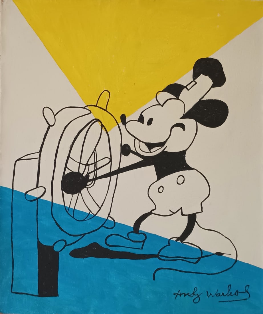 Abstract Canvas Signed Warhol: Vintage Art Painting on Canvas Approx Canvas Size: 22 1/2 x 23 Inches - Unstretched .Good condition. See photos as part of the description. We pack & Ship for you. We take care of the shipping service